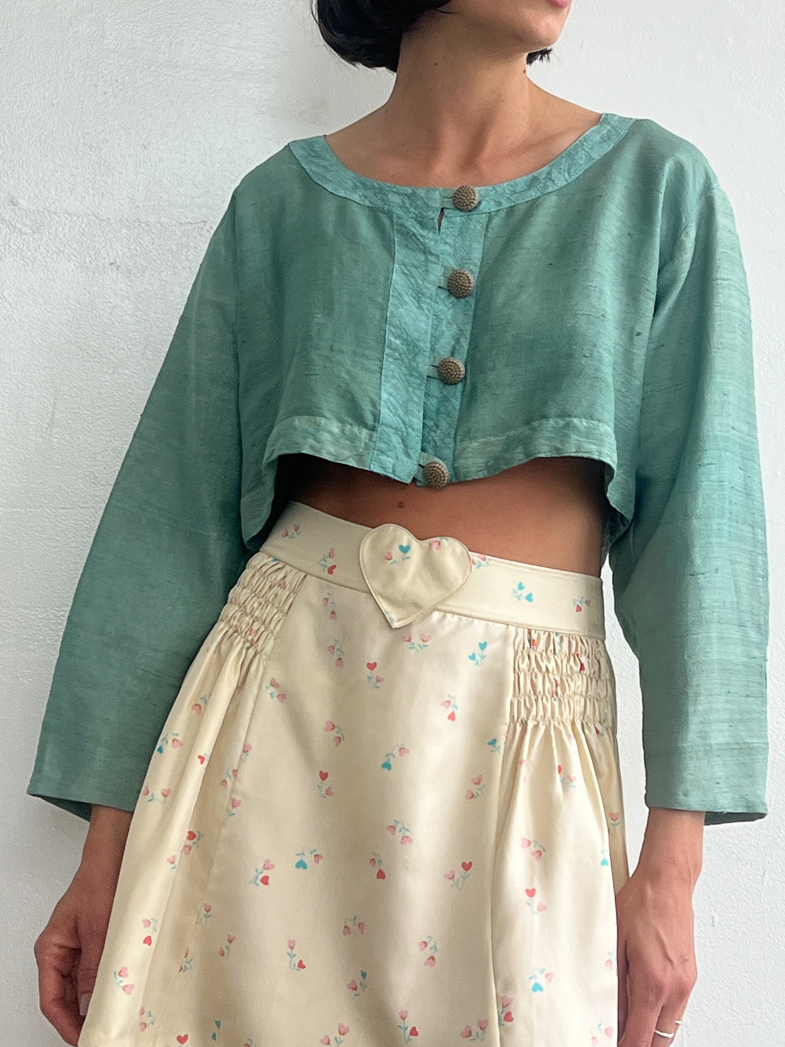 Sea Blue Textured Silk Crop