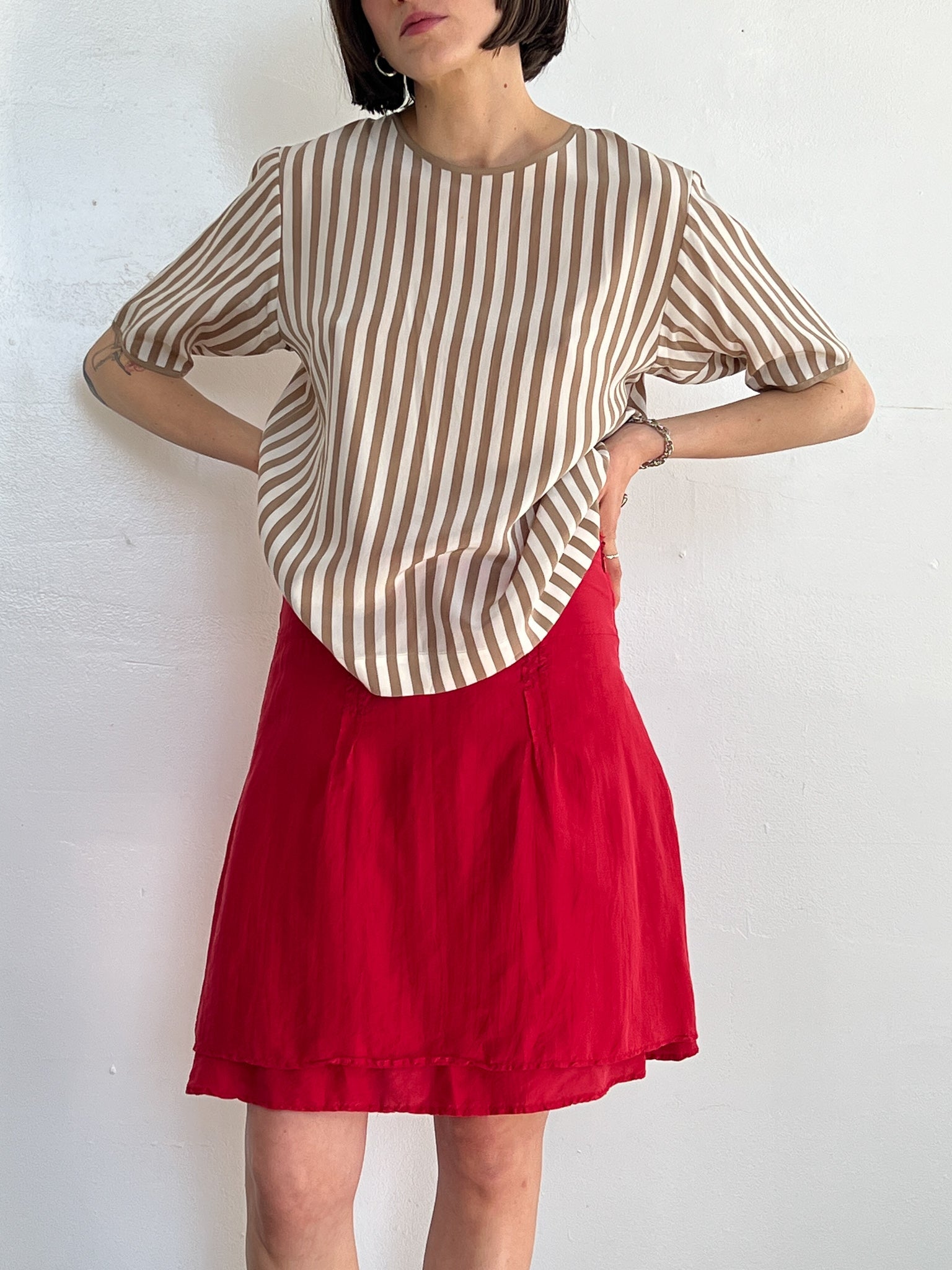 Mocha Silk Stripe Tee