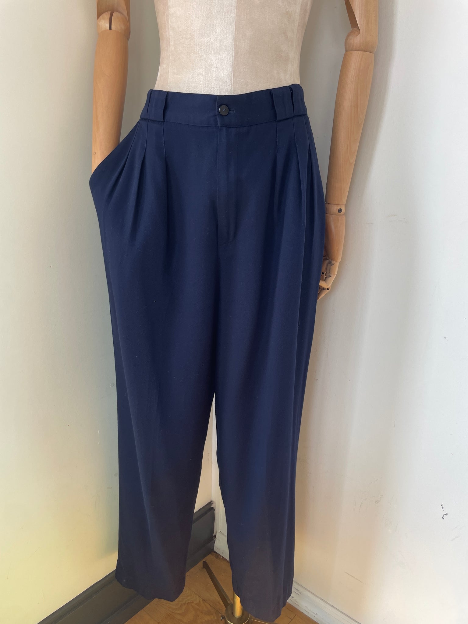 Navy Pleated Trouser