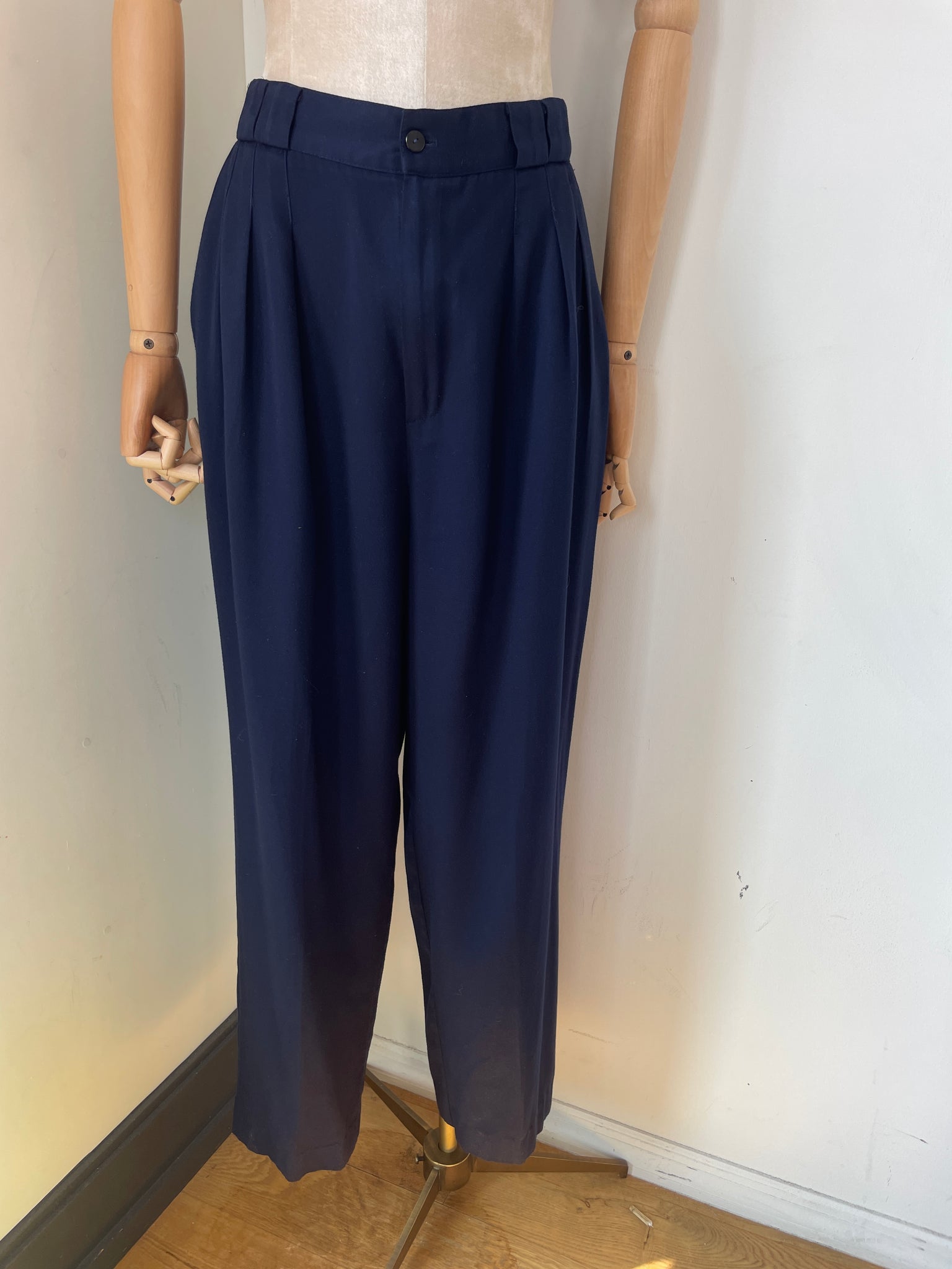 Navy Pleated Trouser