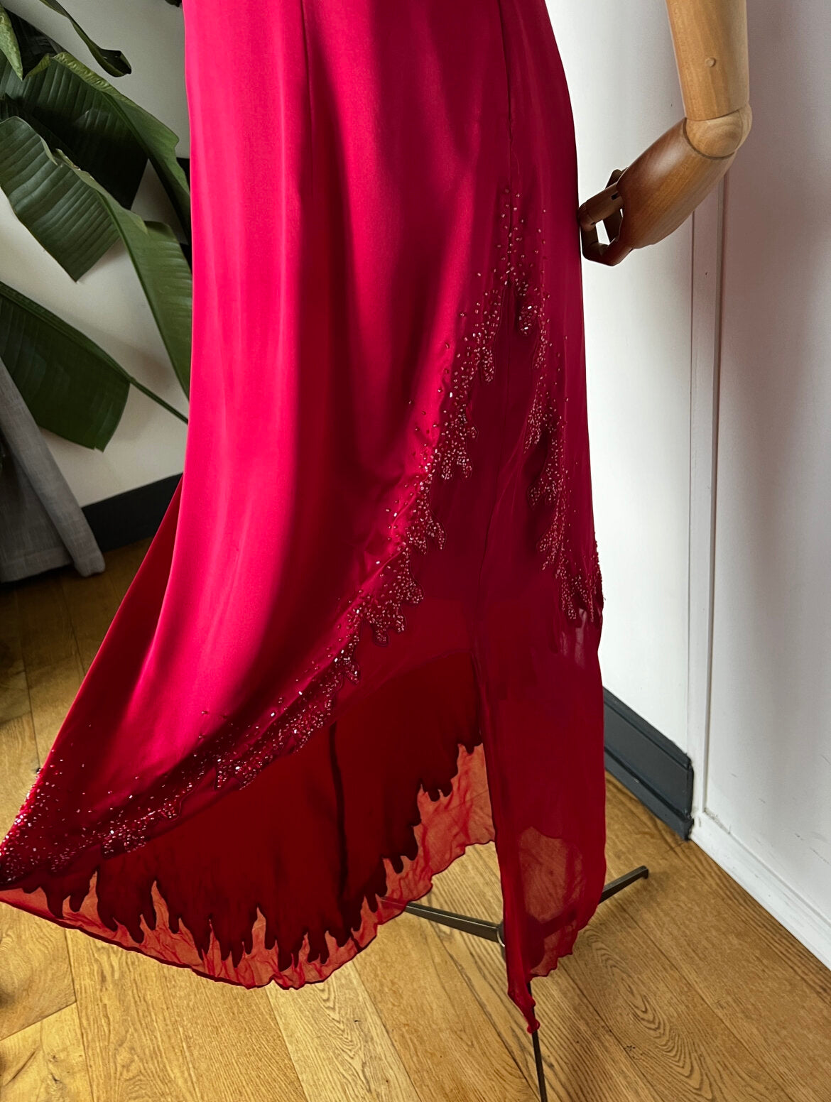 Silk Garnet Halter Gown