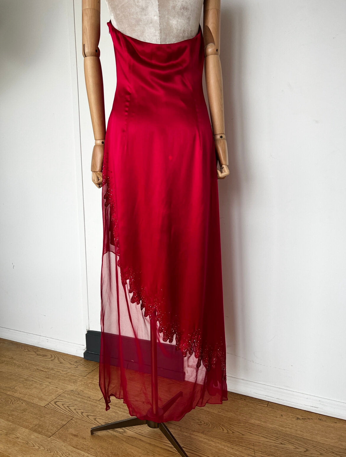 Silk Garnet Halter Gown