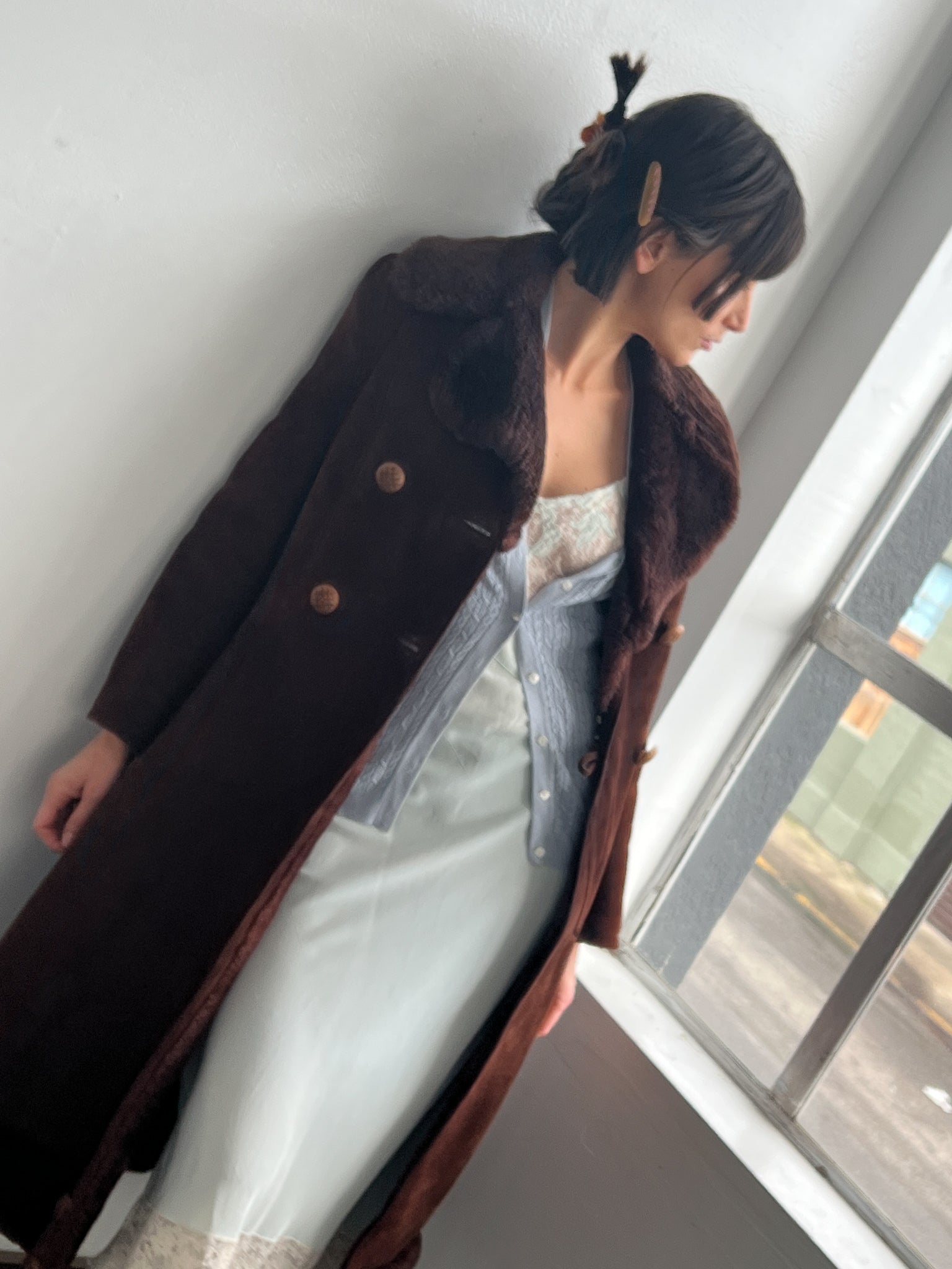 Chocolate Shearling Peacoat