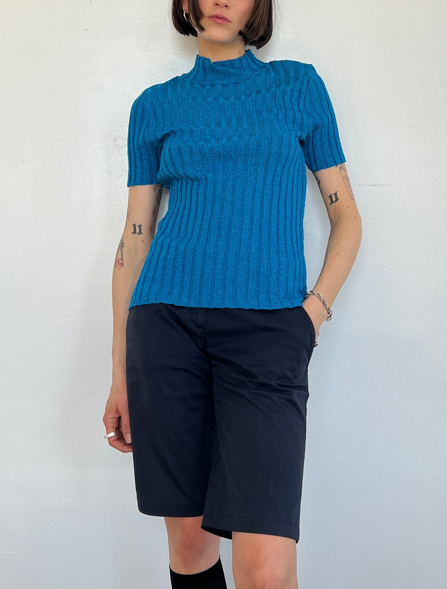 Pierre Cardin Cobalt Ribbed Top