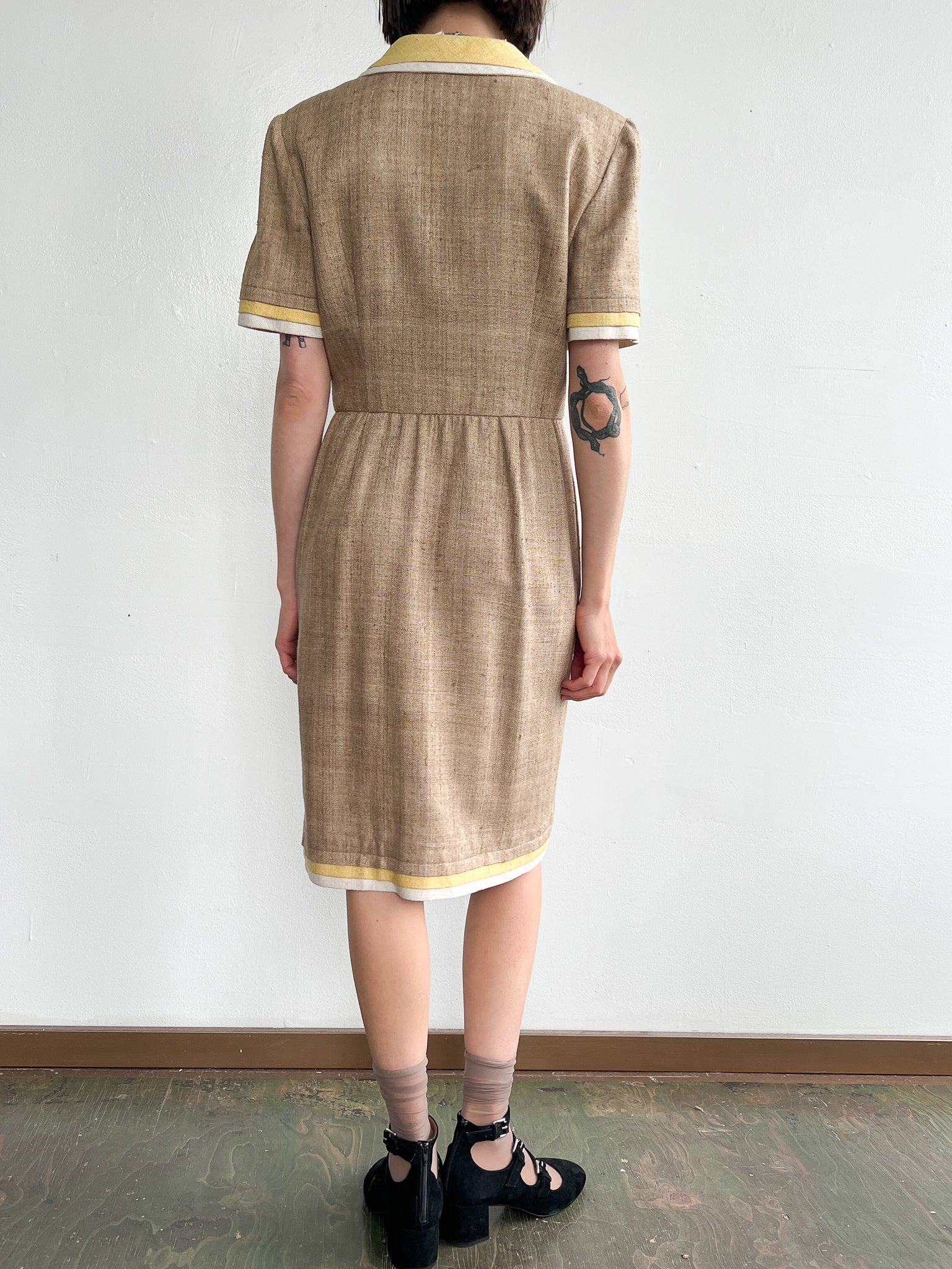 Valentino Nutmeg + Mustard Silk Dress