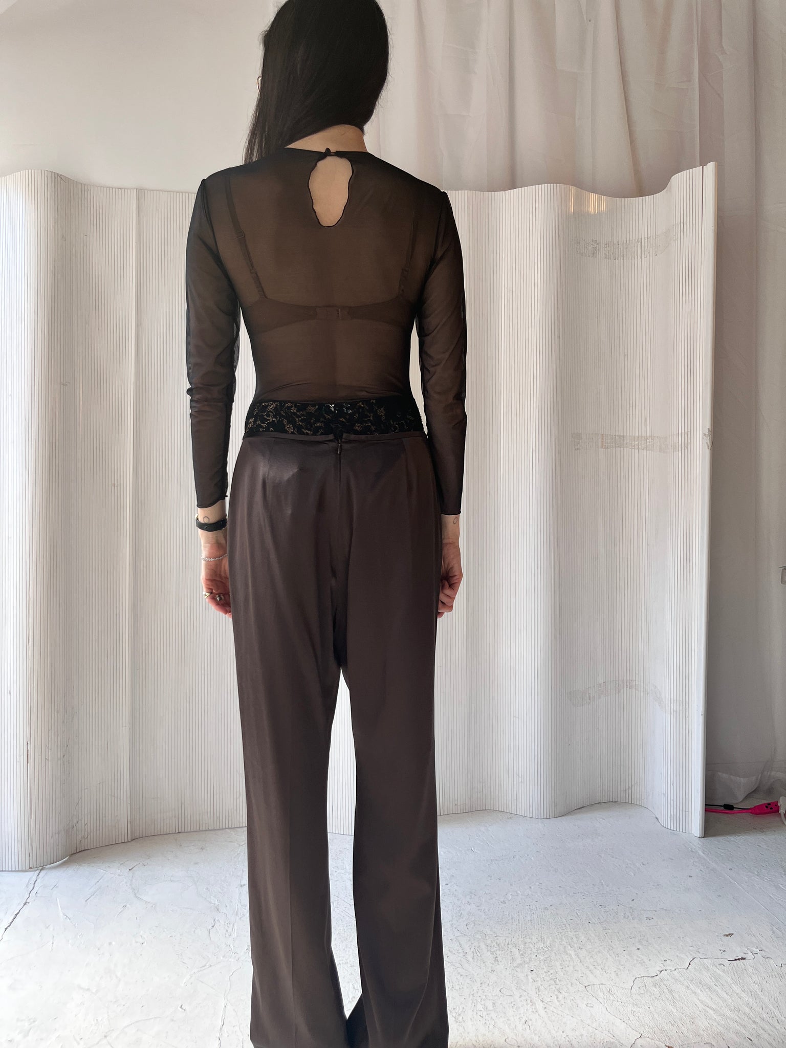 Brown, liquid silk pants