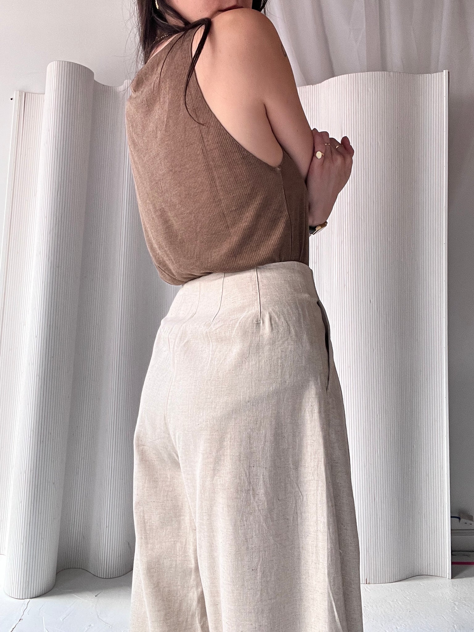 Oatmeal linen pant