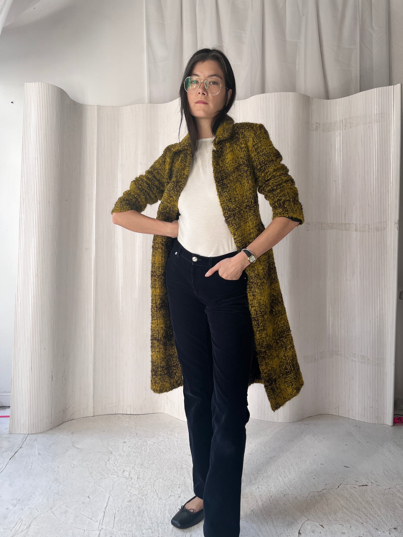 Agnes B Mustard Mohair Coat