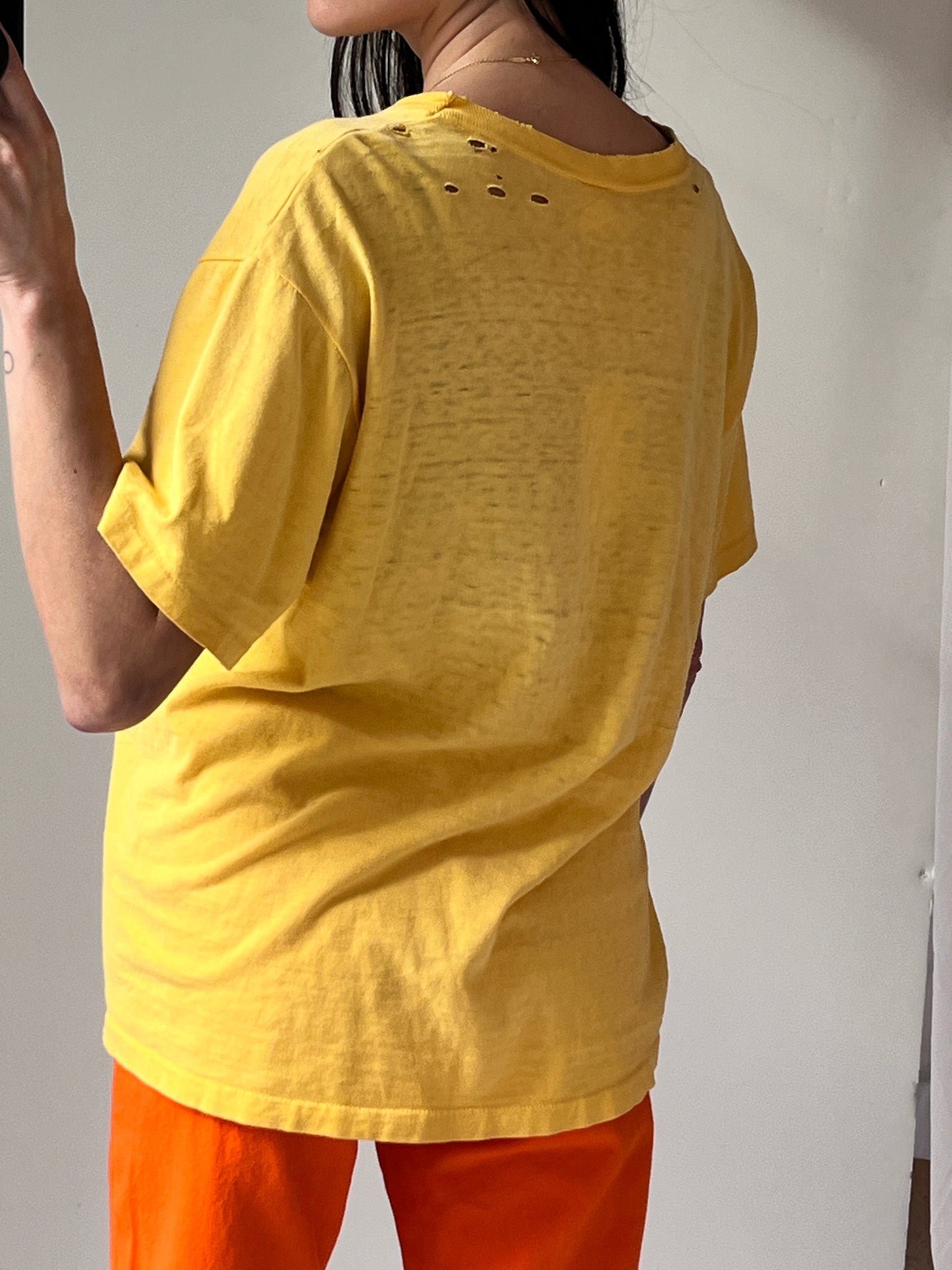 80s Nike T Shirt Yellow Distressed