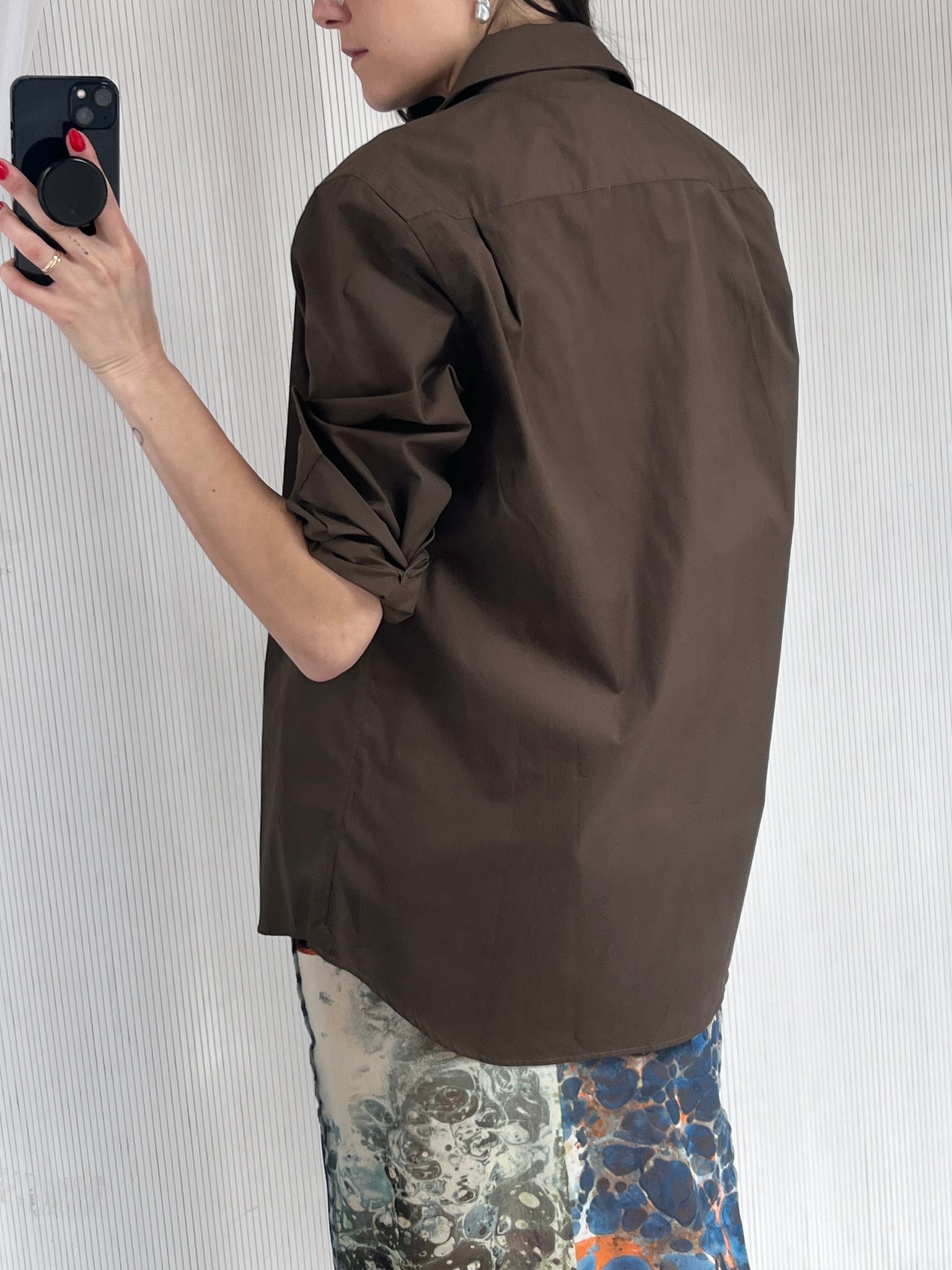 Brown boyfriend shirt