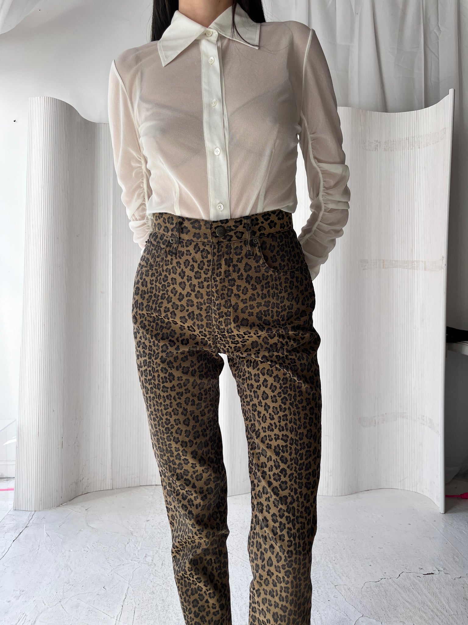 Fendi High Waist Leopard Print Jeans