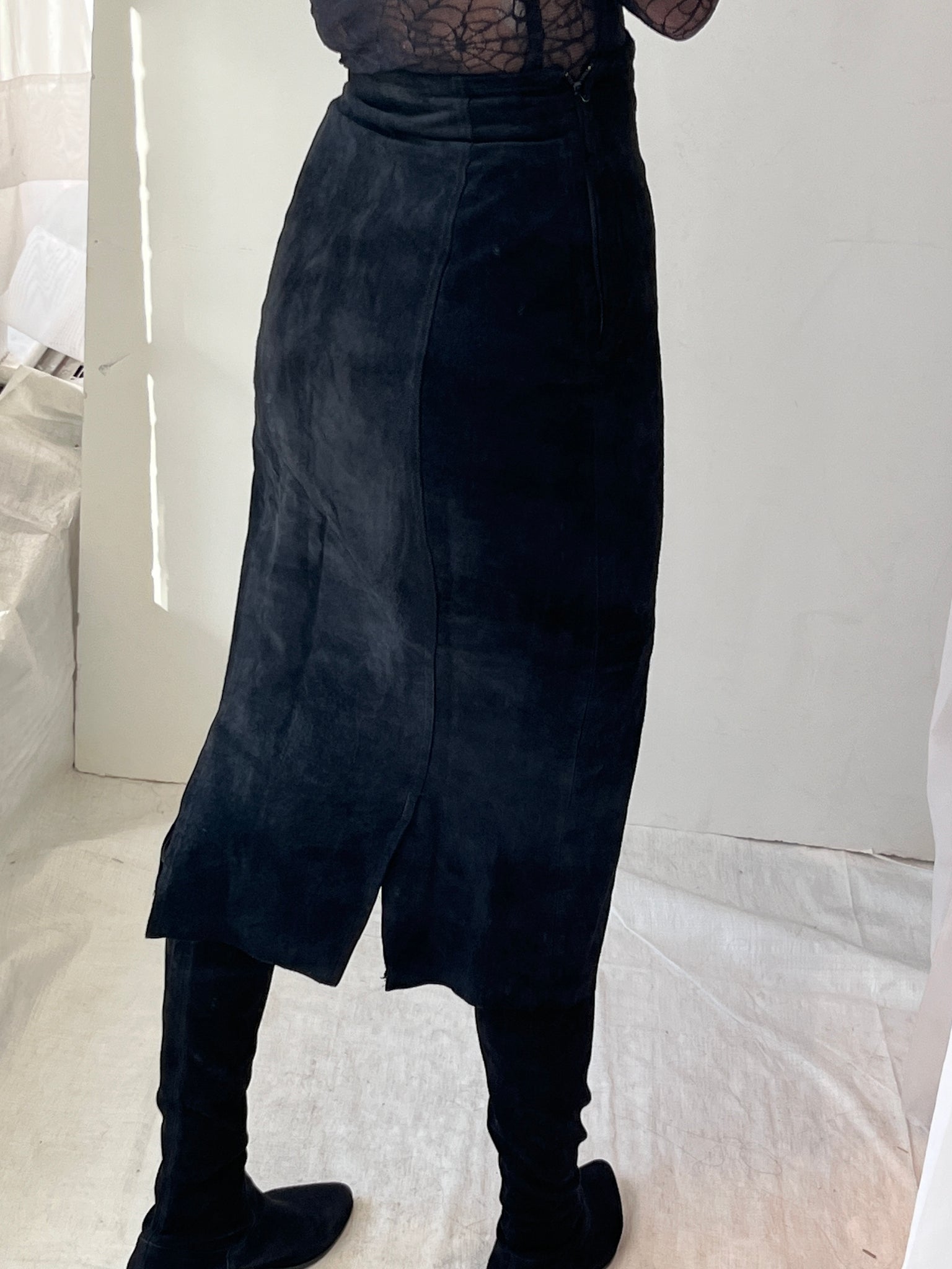 Cedars Black Suede Skirt