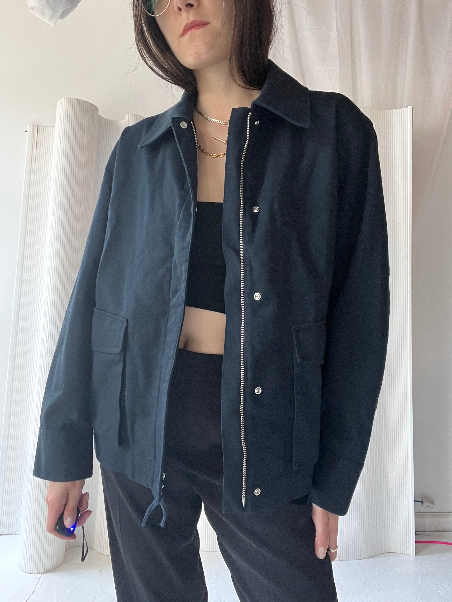 cotton navy workwear jacket