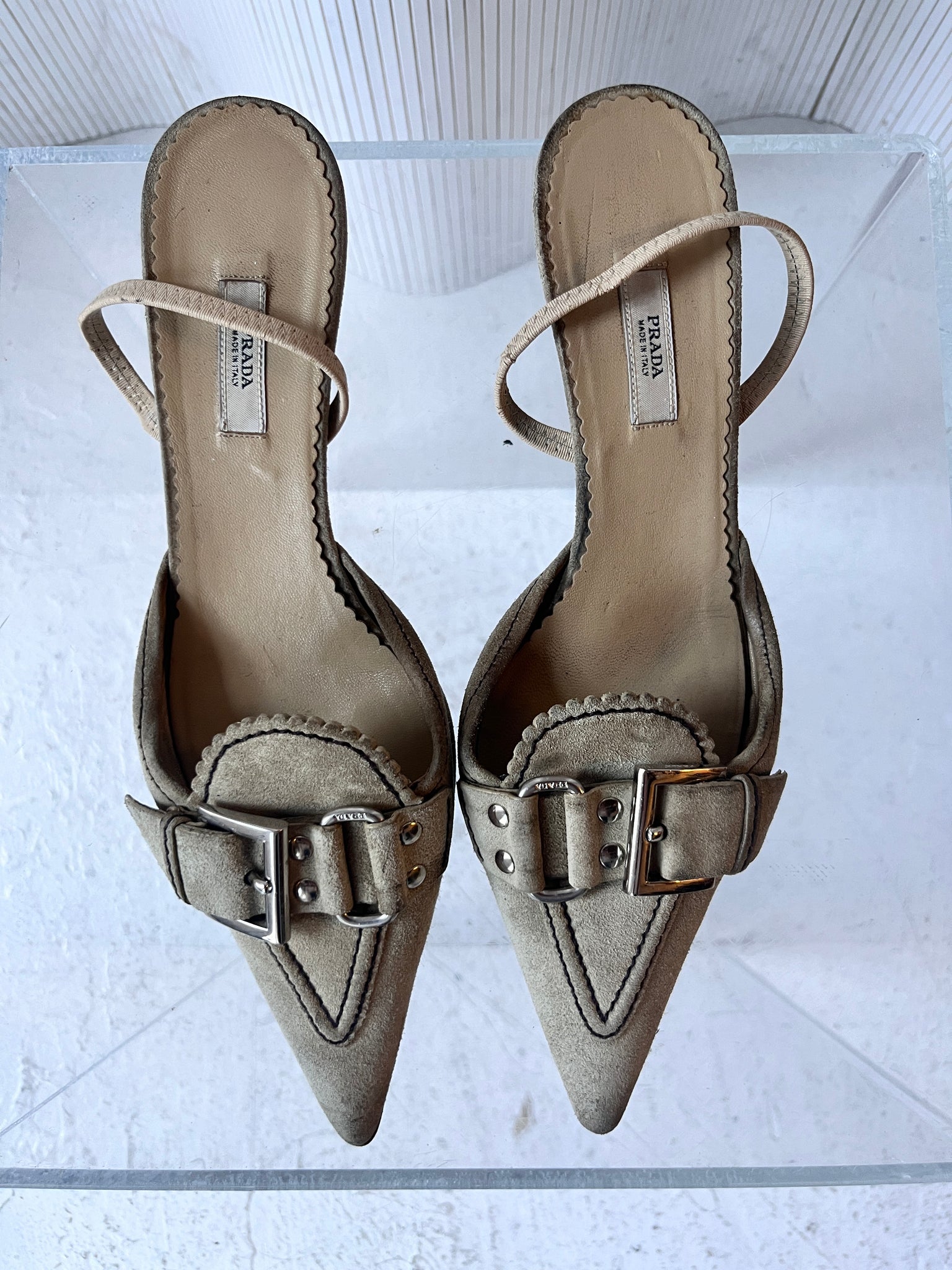 Prada Suede Slingback Kitten Heels RTV