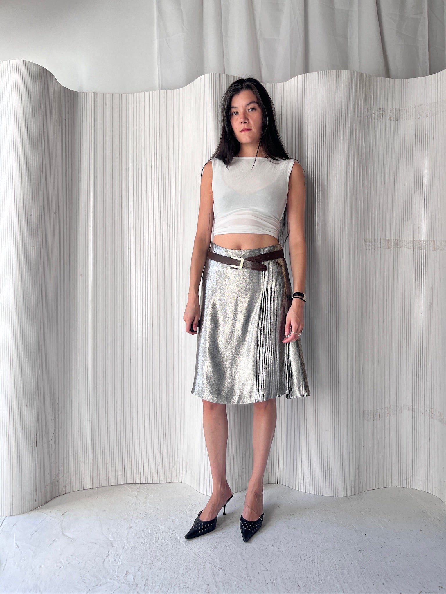 Jil Sander Metallic Pleat Skirt