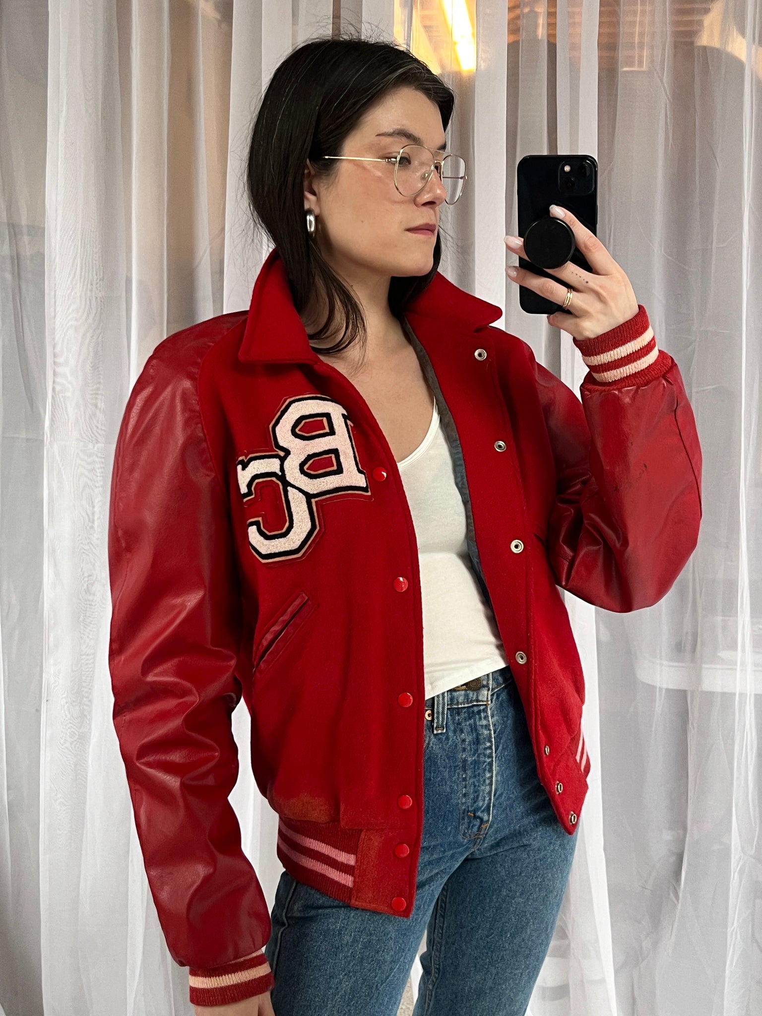 1960s "Jason" cherry red letterman jacket