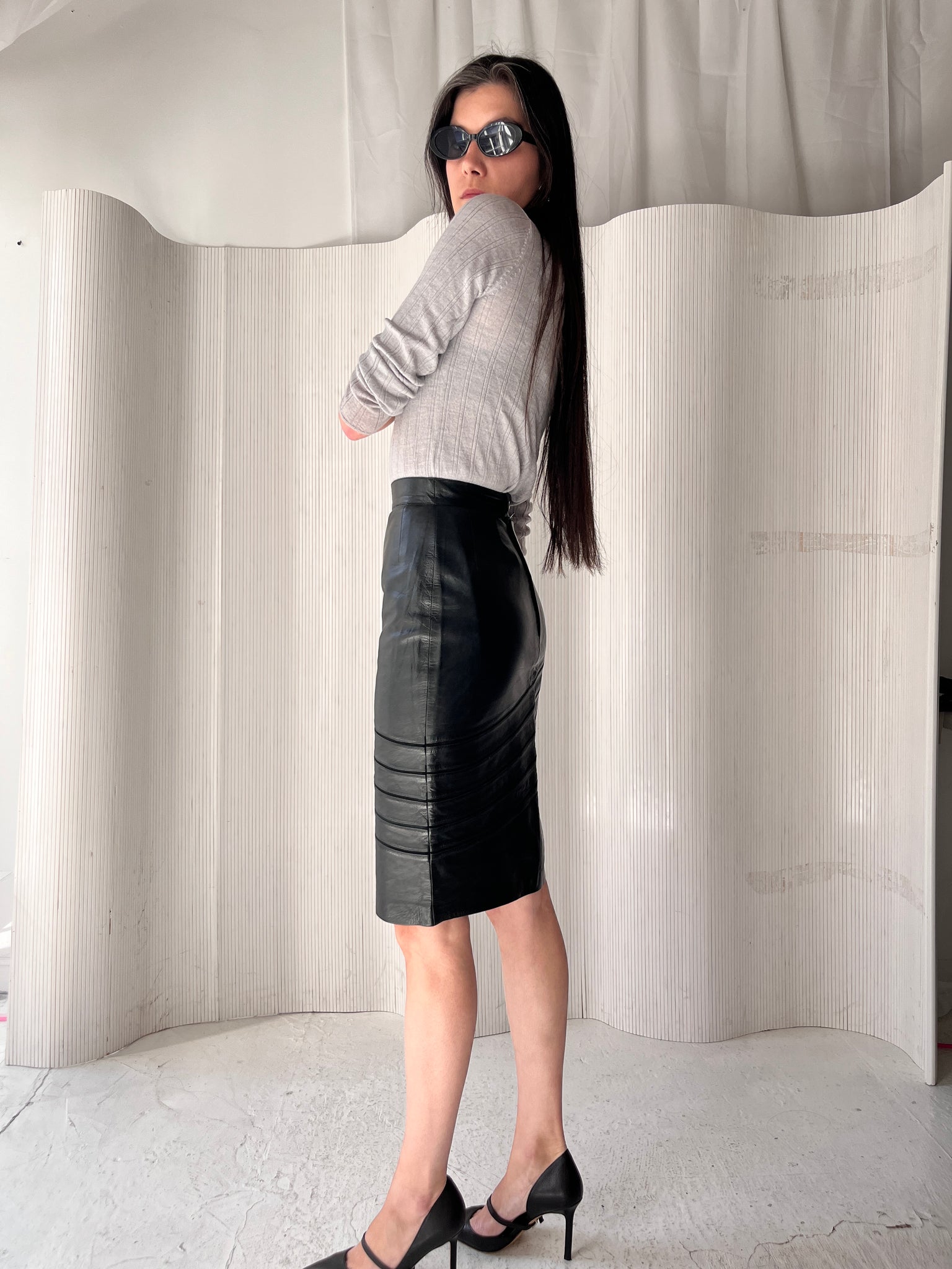 Loewe Vintage Leather Pencil Skirt