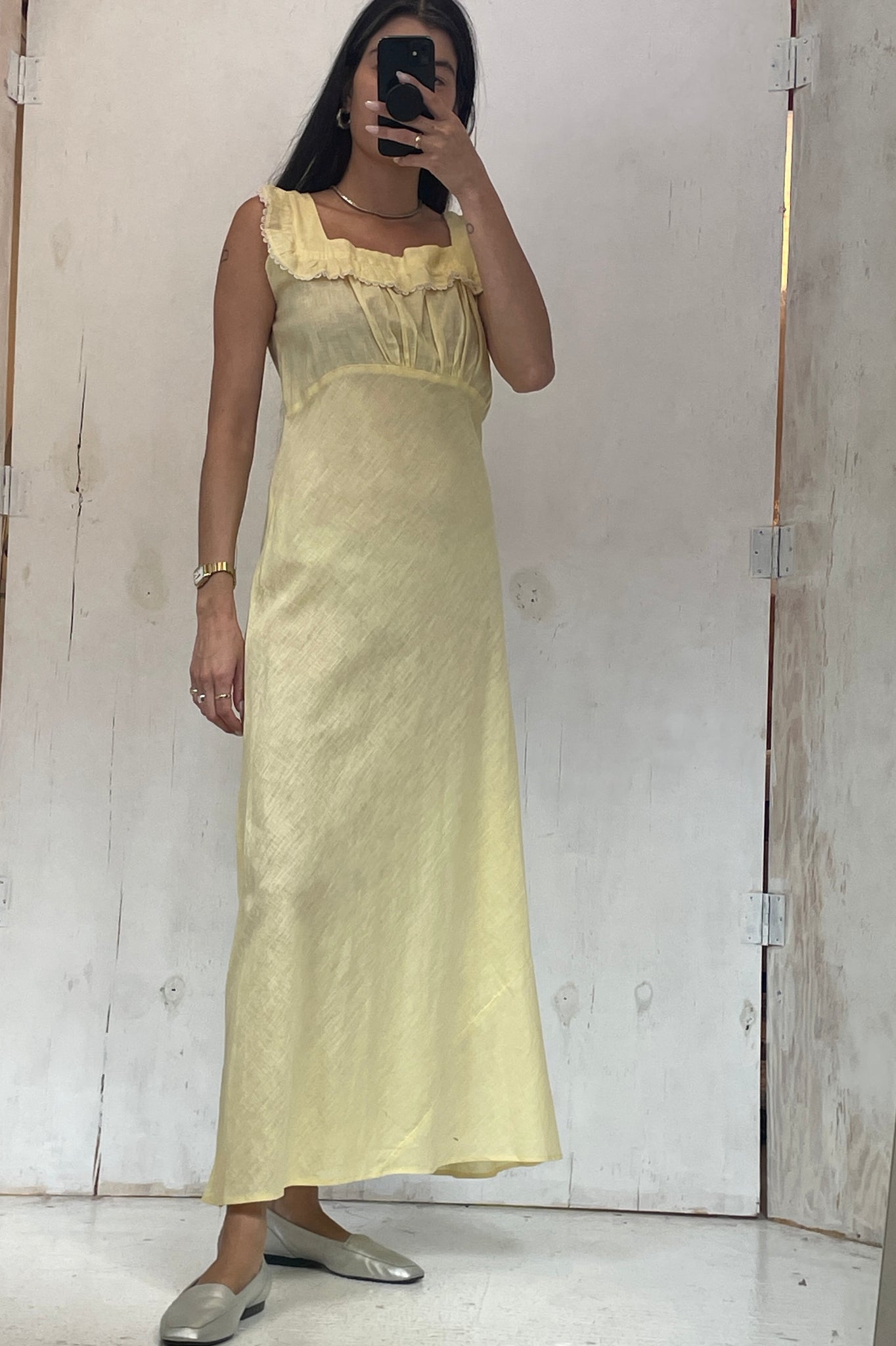 1940s Bias Cut Yellow Dress