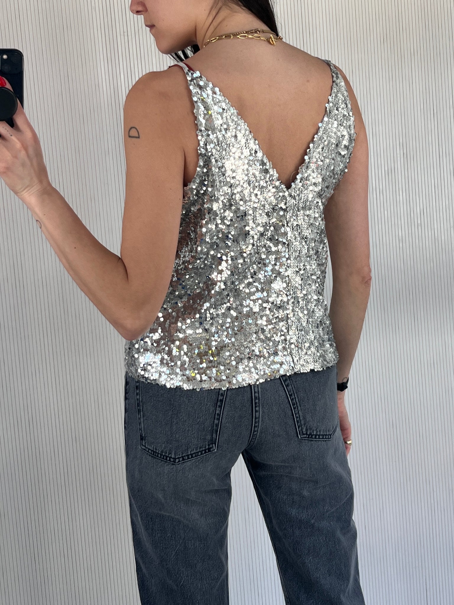 Silver sequin tank