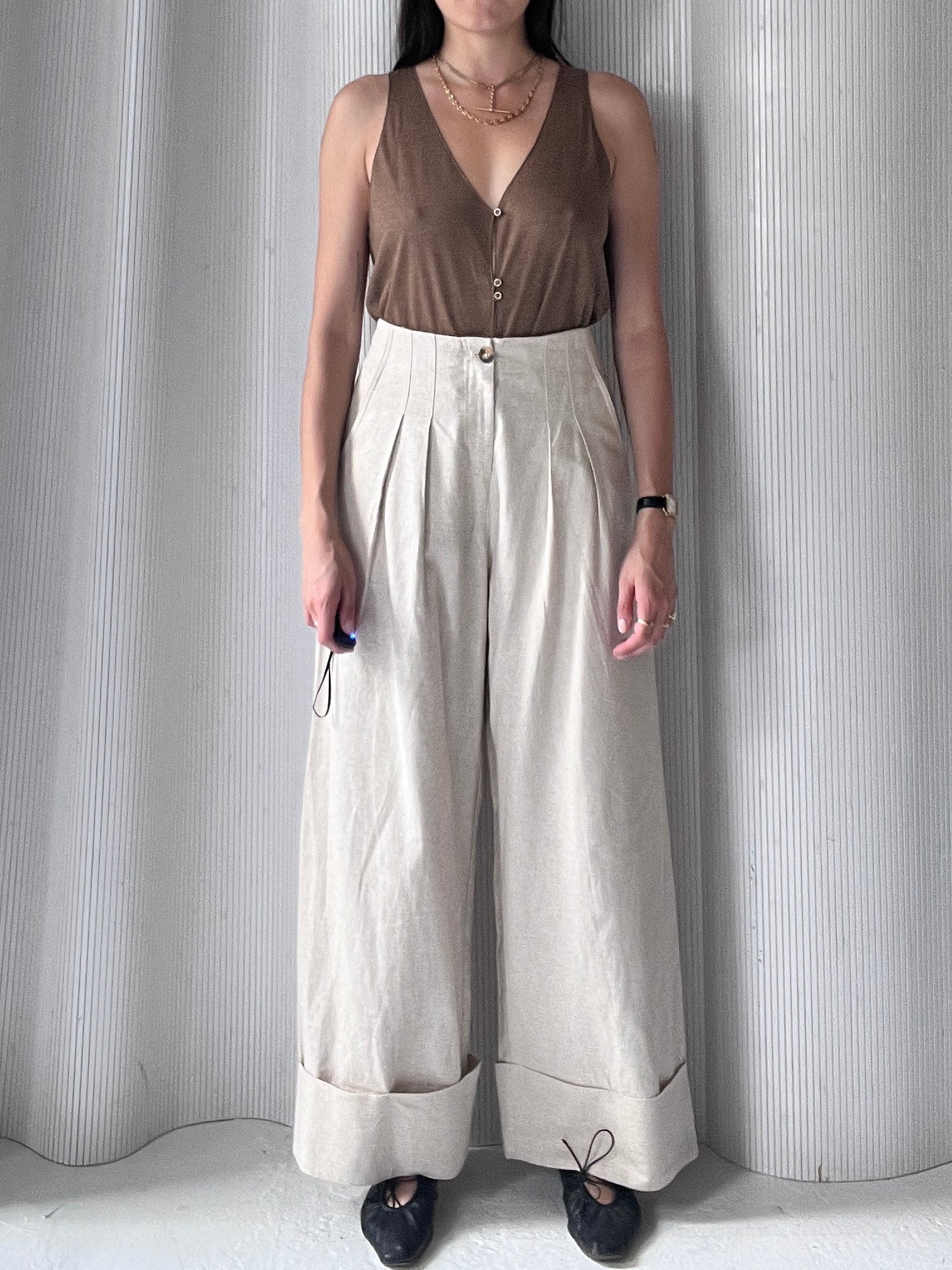 Oatmeal linen pant