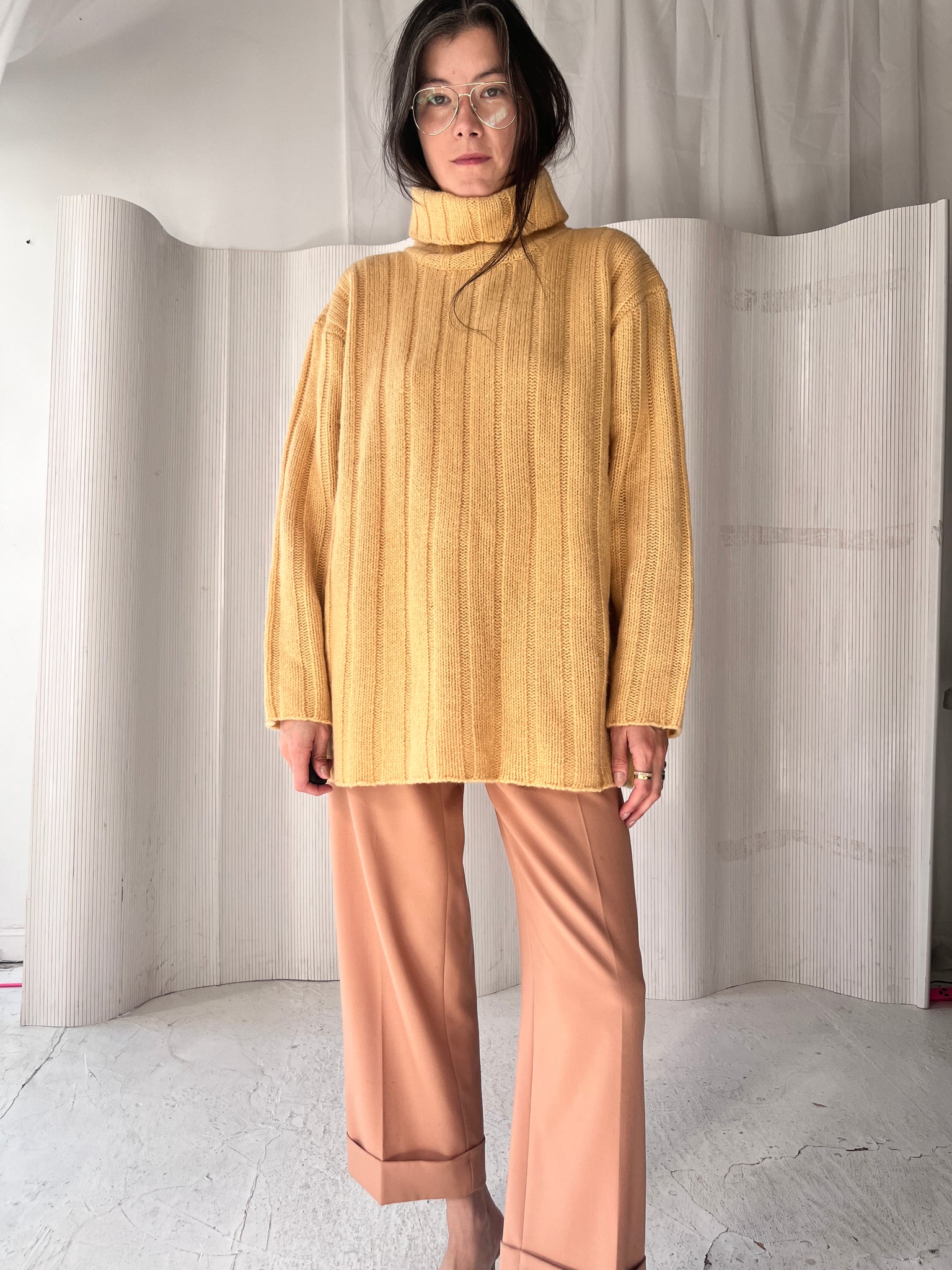 Vintage Yellow Wool Turtleneck