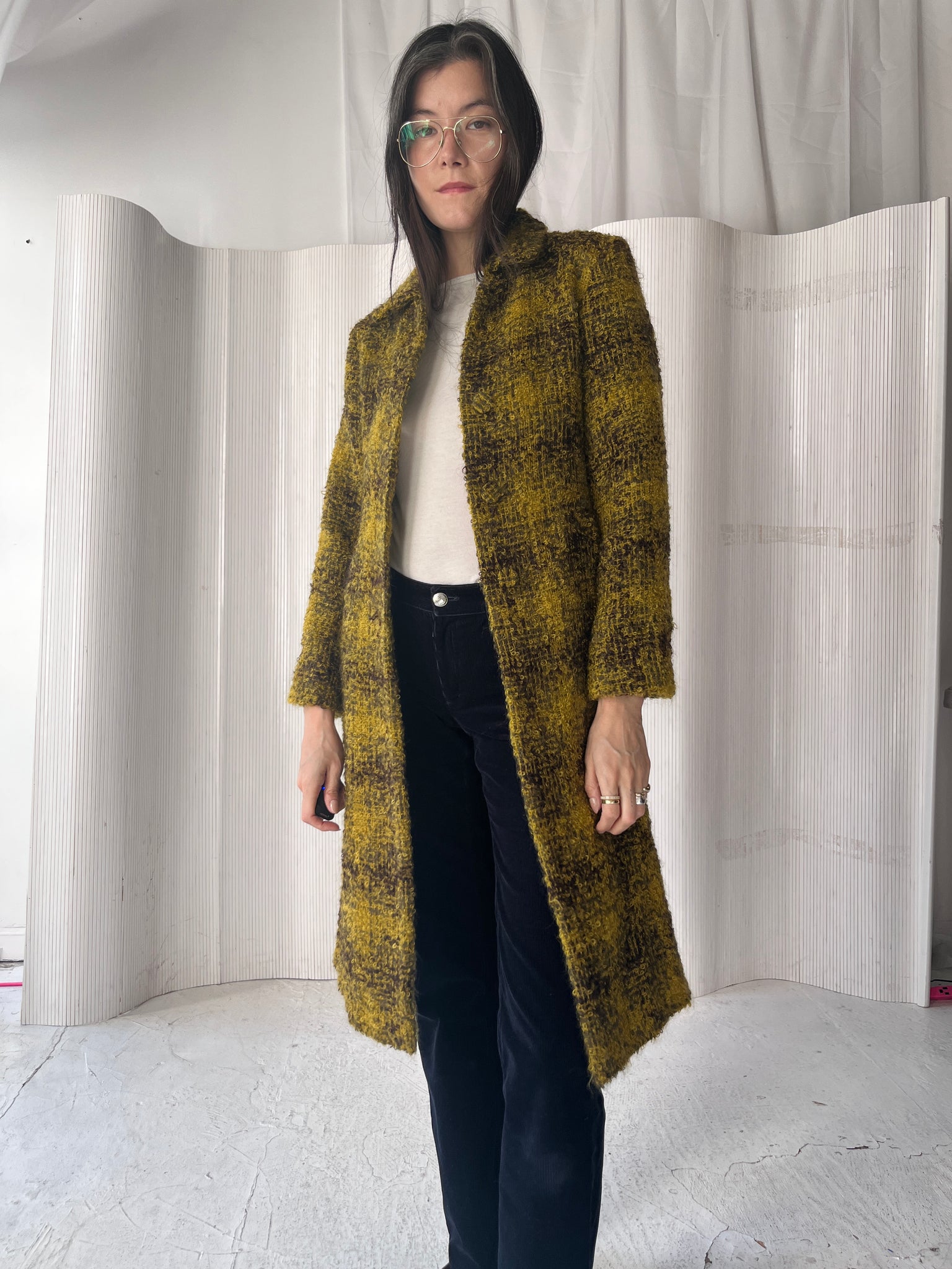 Agnes B Mustard Mohair Coat