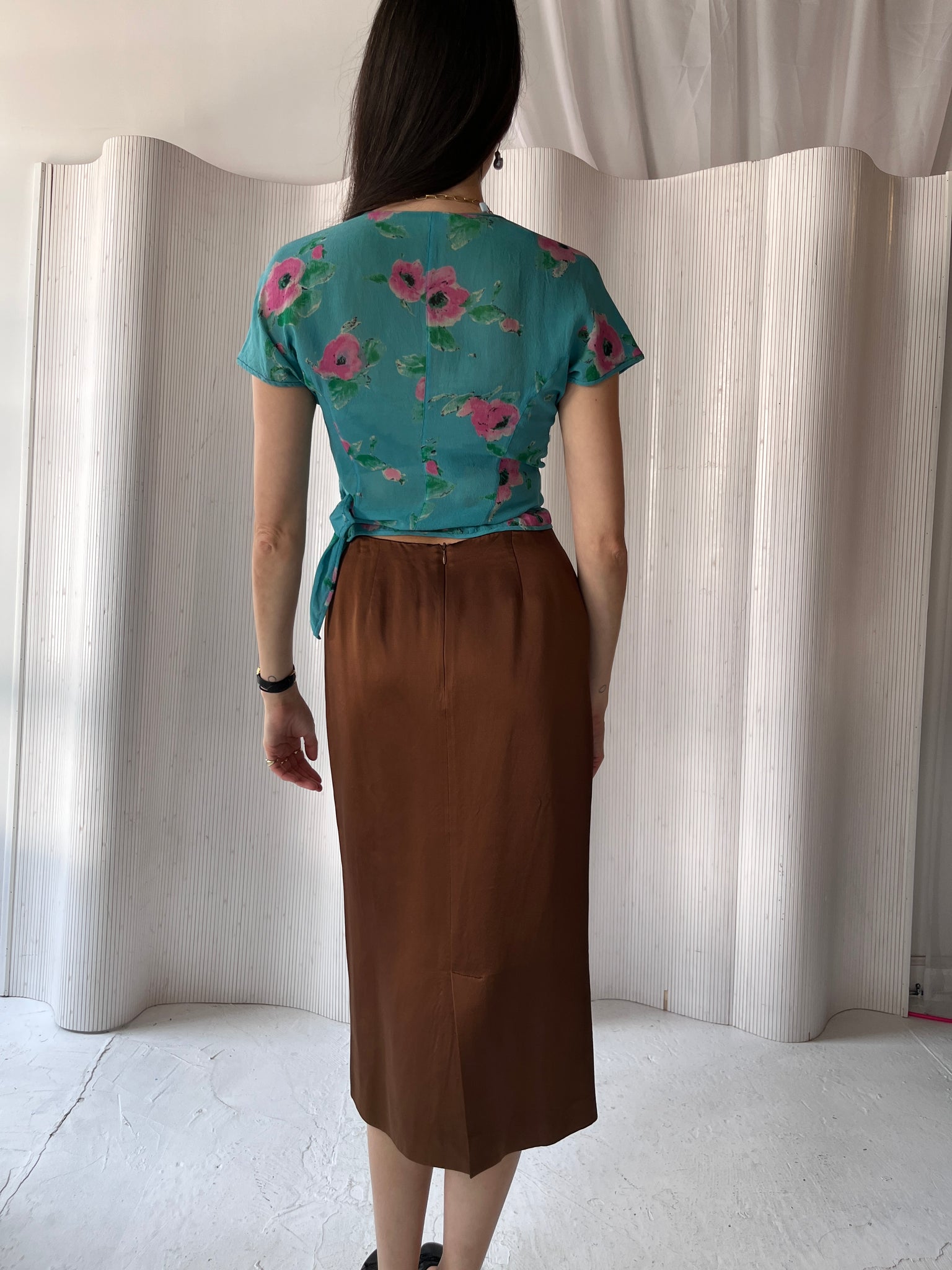 D&G brown satin pencil skirt