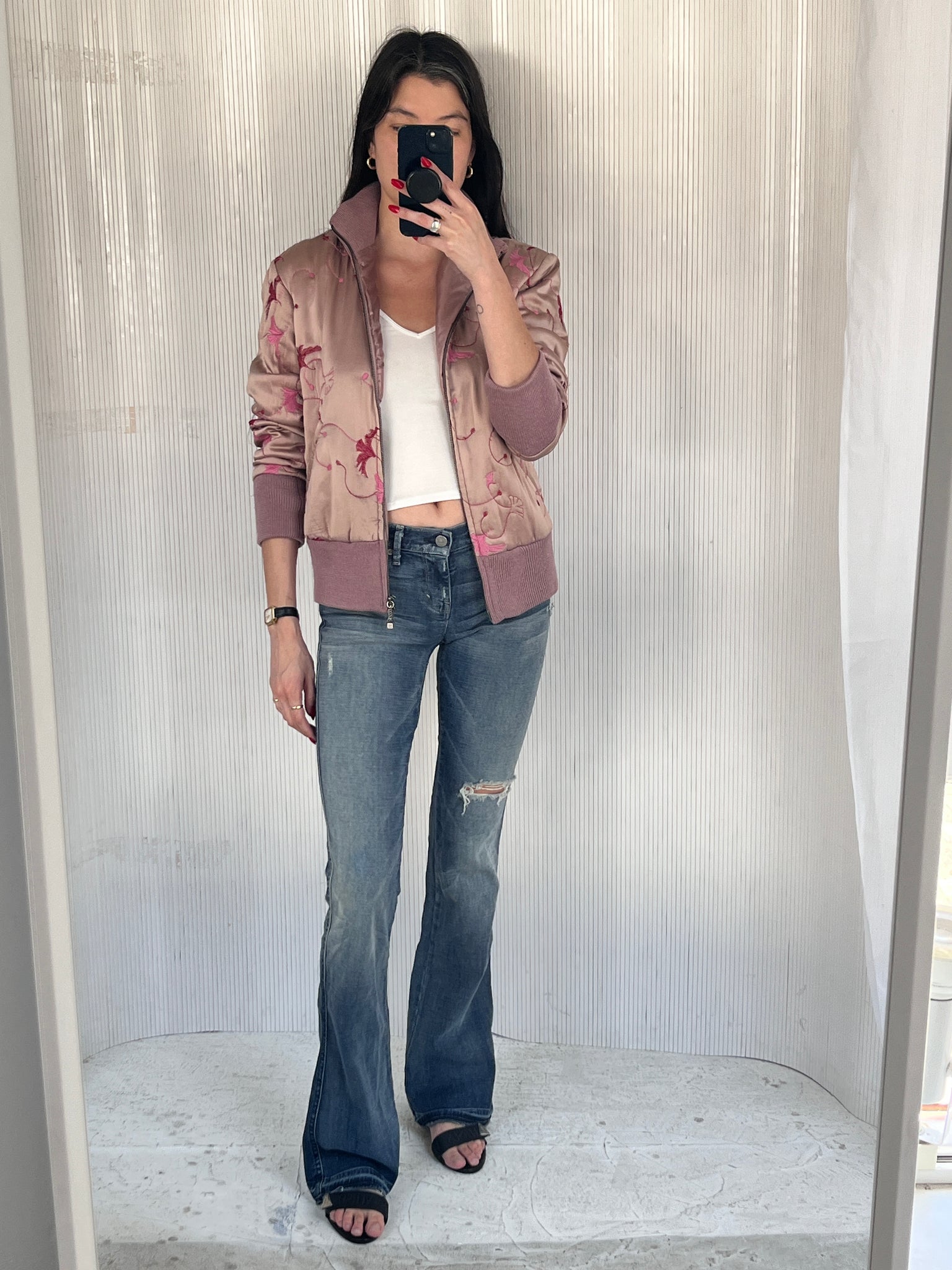 Guess silk embroidered bomber