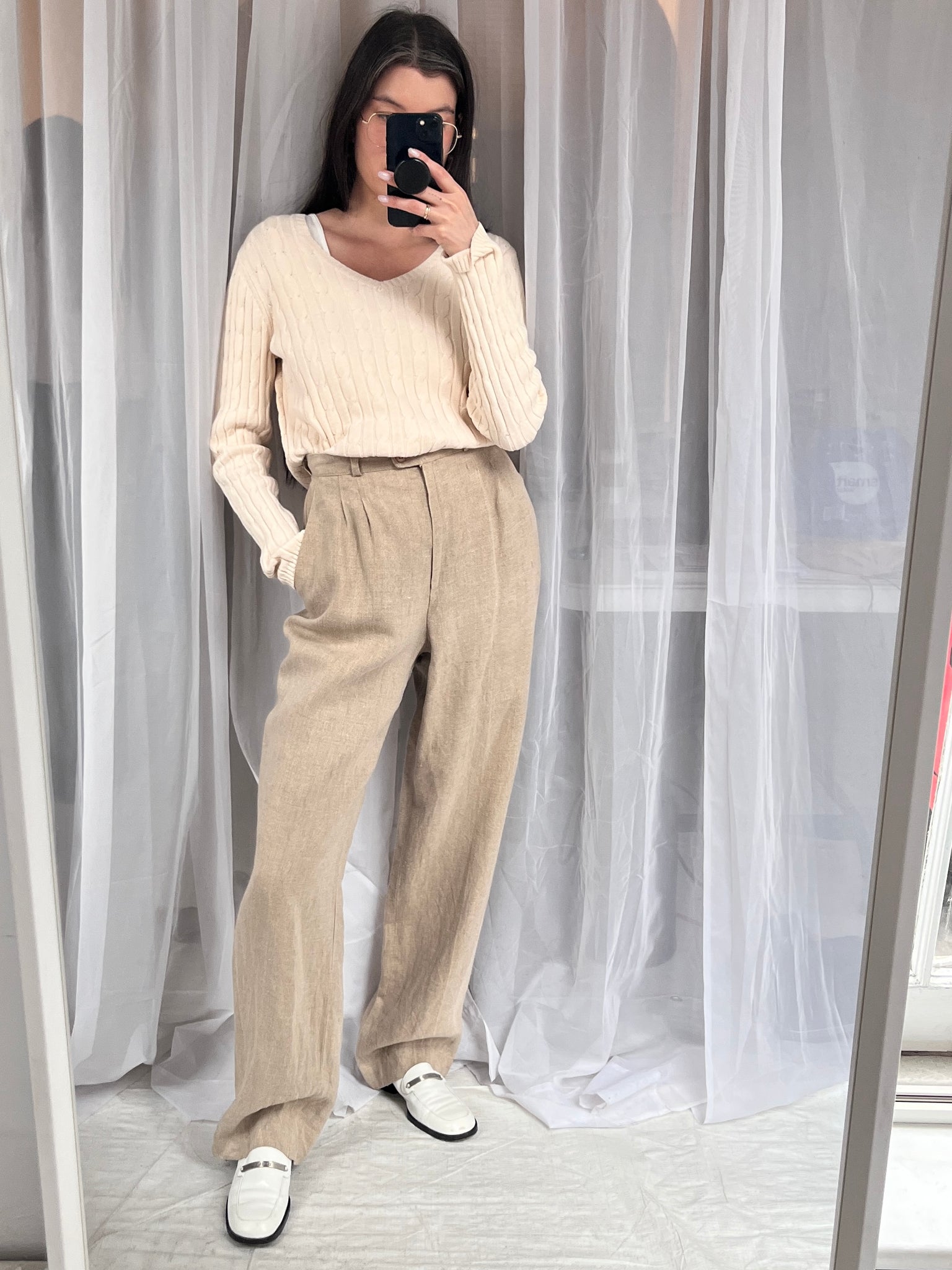 I. Magin beige flax trouser