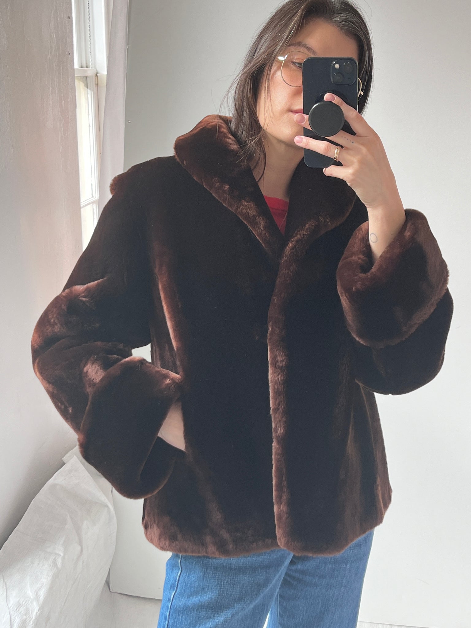 Mouton shearling coat