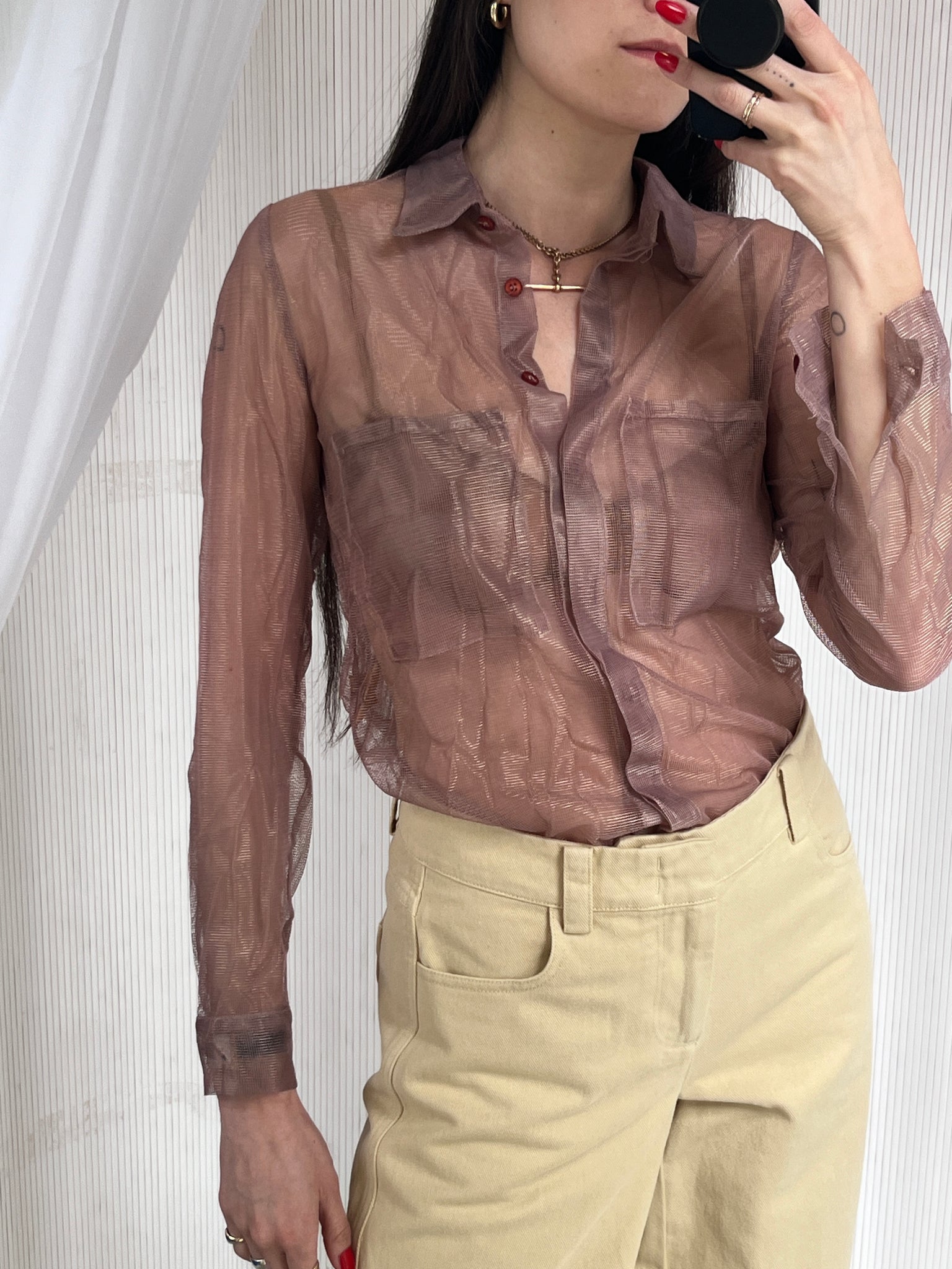 JACQUEMUS SHEER MESH SHIRT