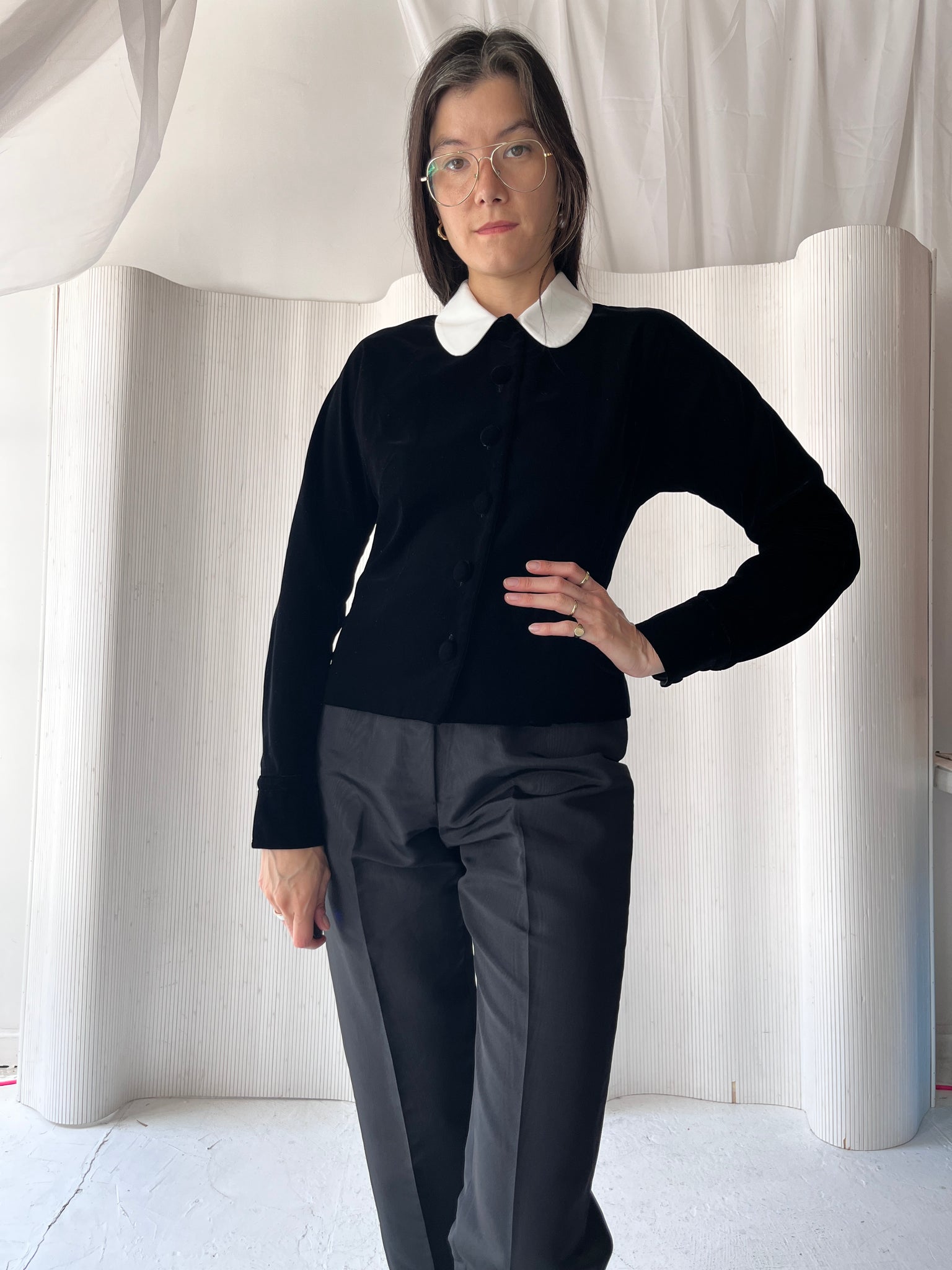 Tory Burch black velvet shirt