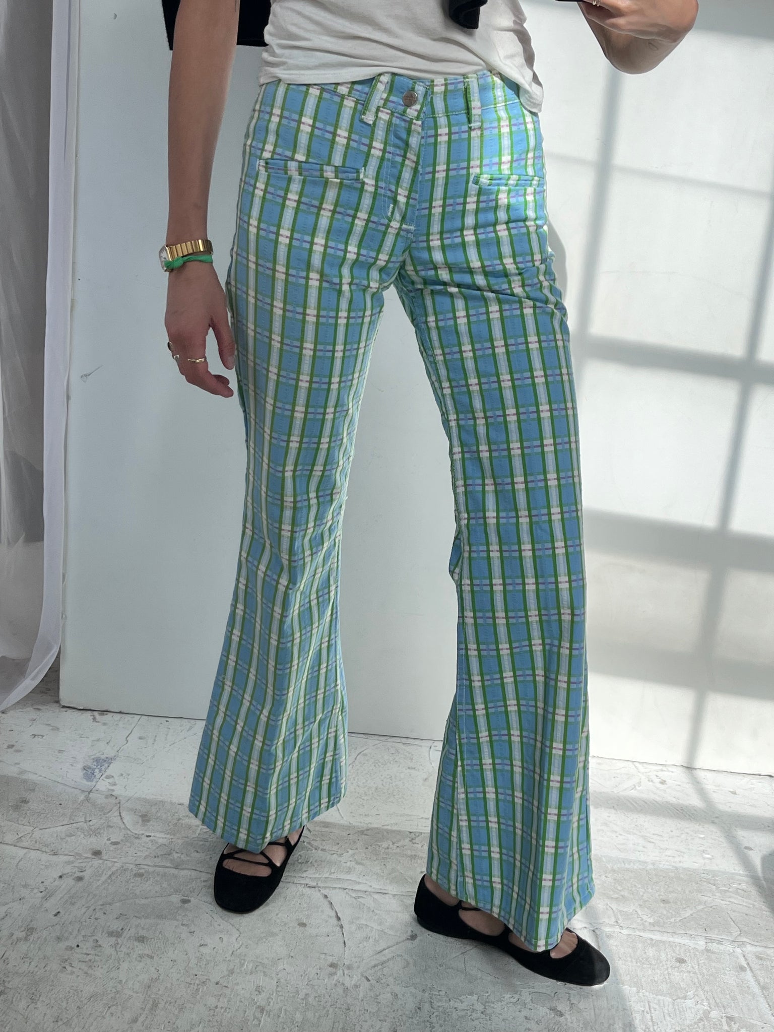 Blue & Green Plaid Pant