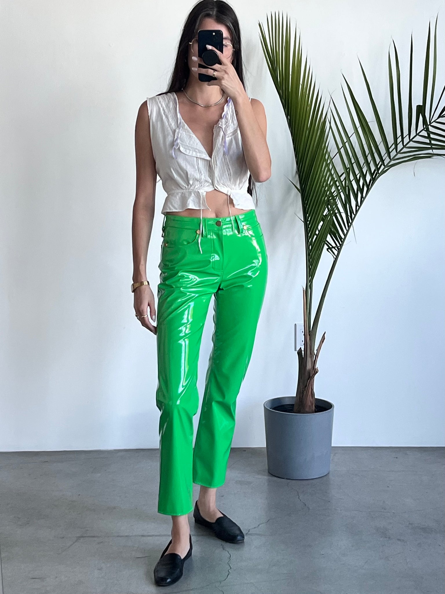 SM green vinyl pant