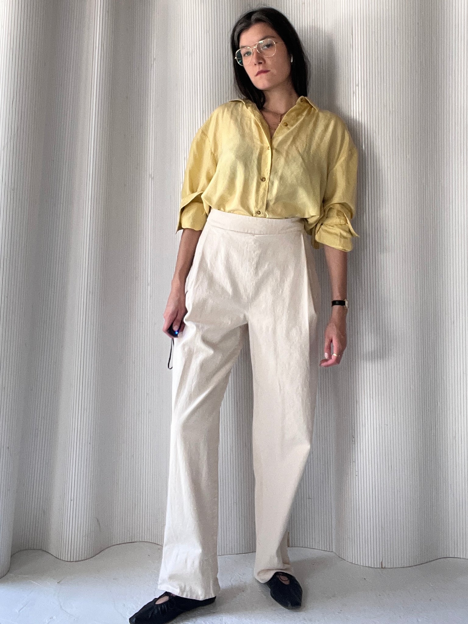 cream wide leg pant