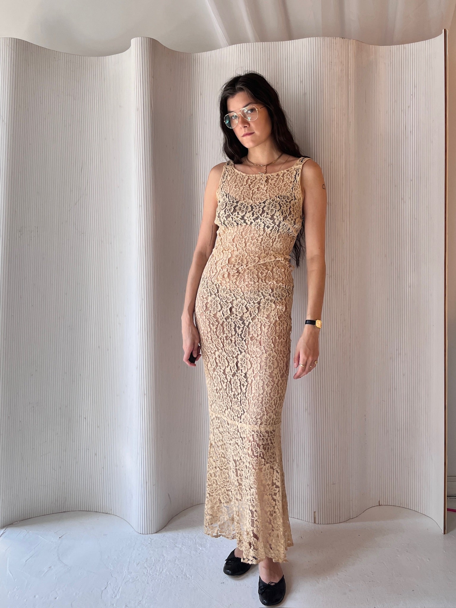 Vintage beige lace gown