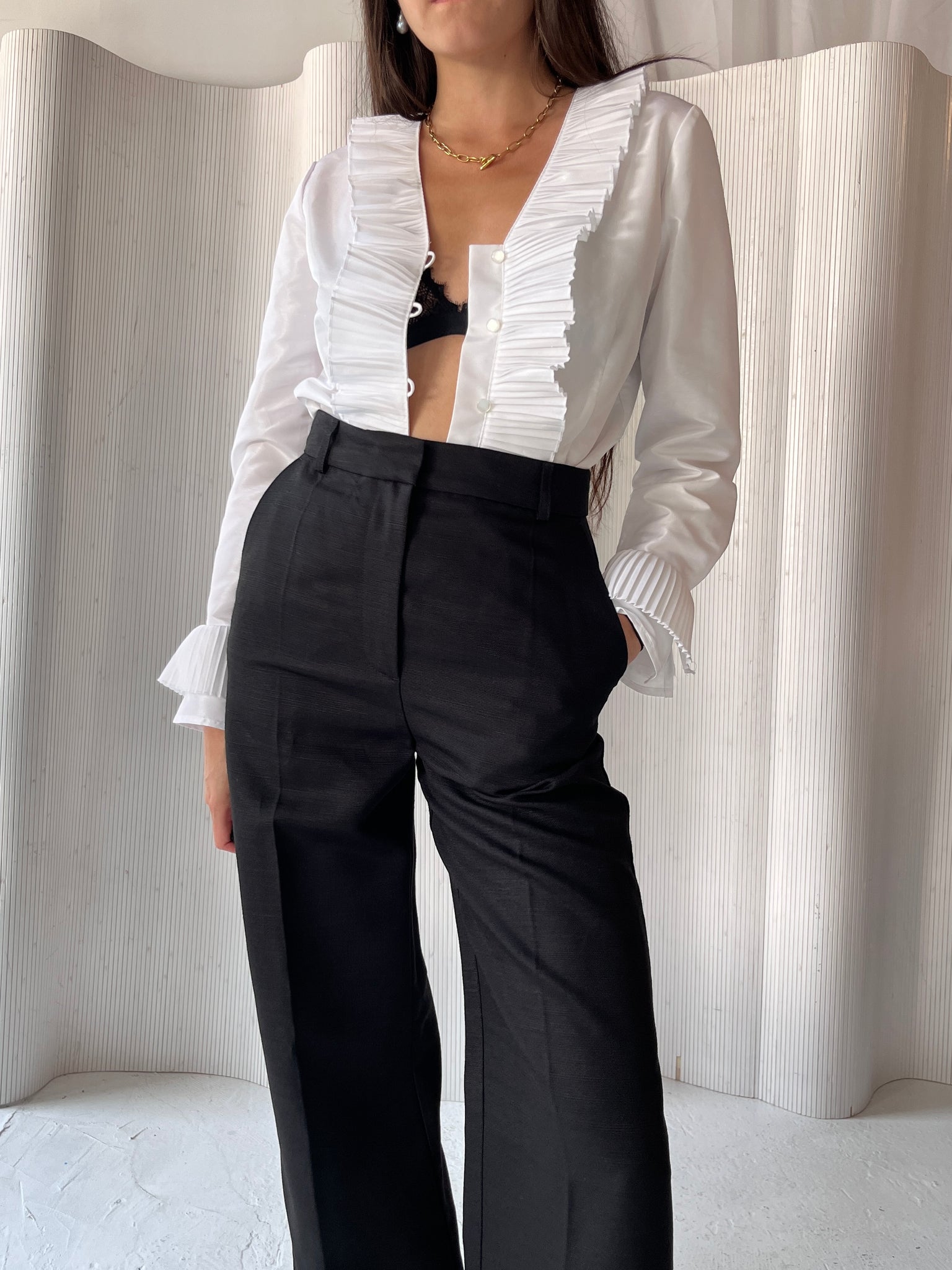 Sezane black linen pant