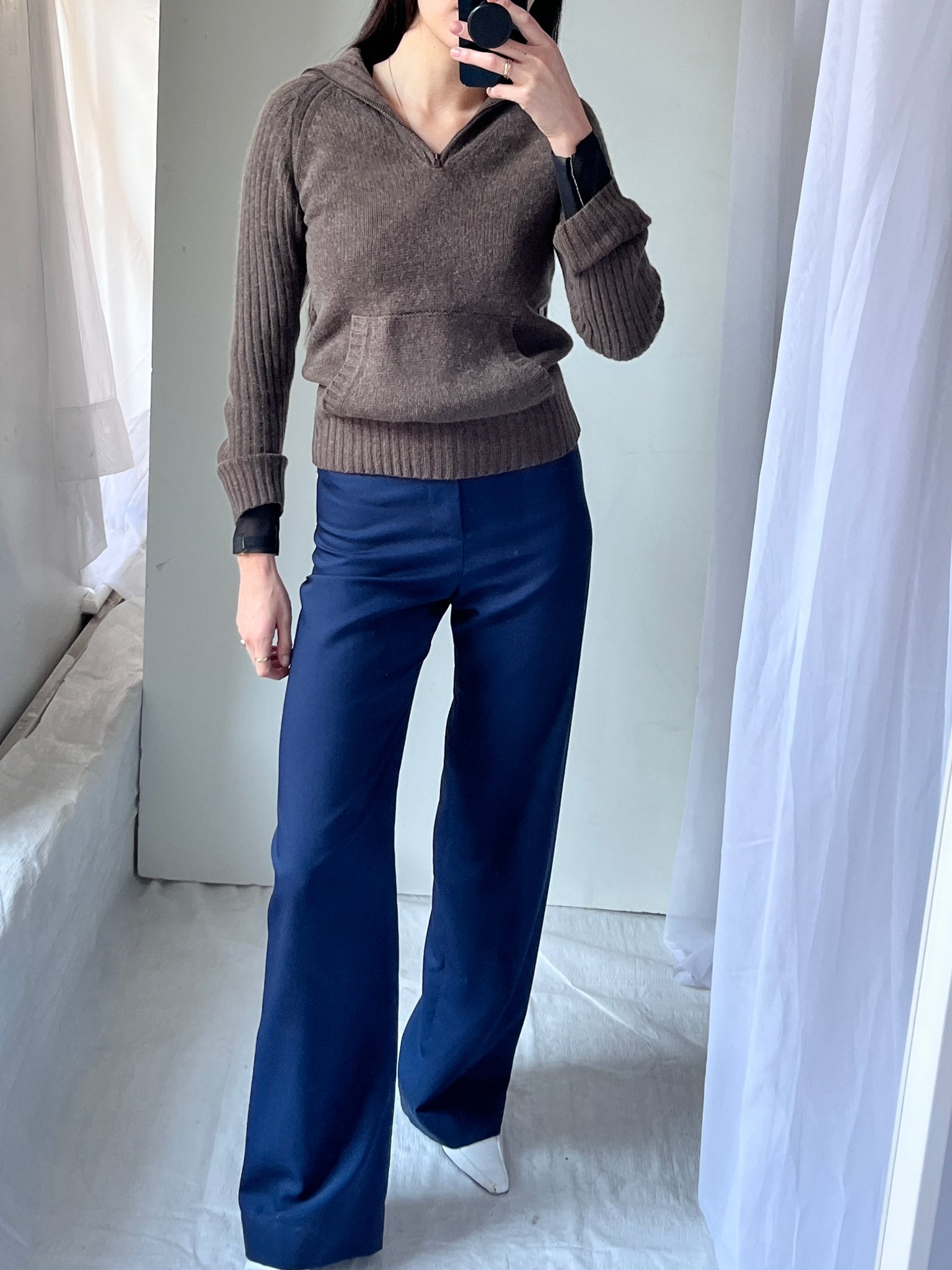 Kangaroo Pocket Ribbed Cashmere Sweater