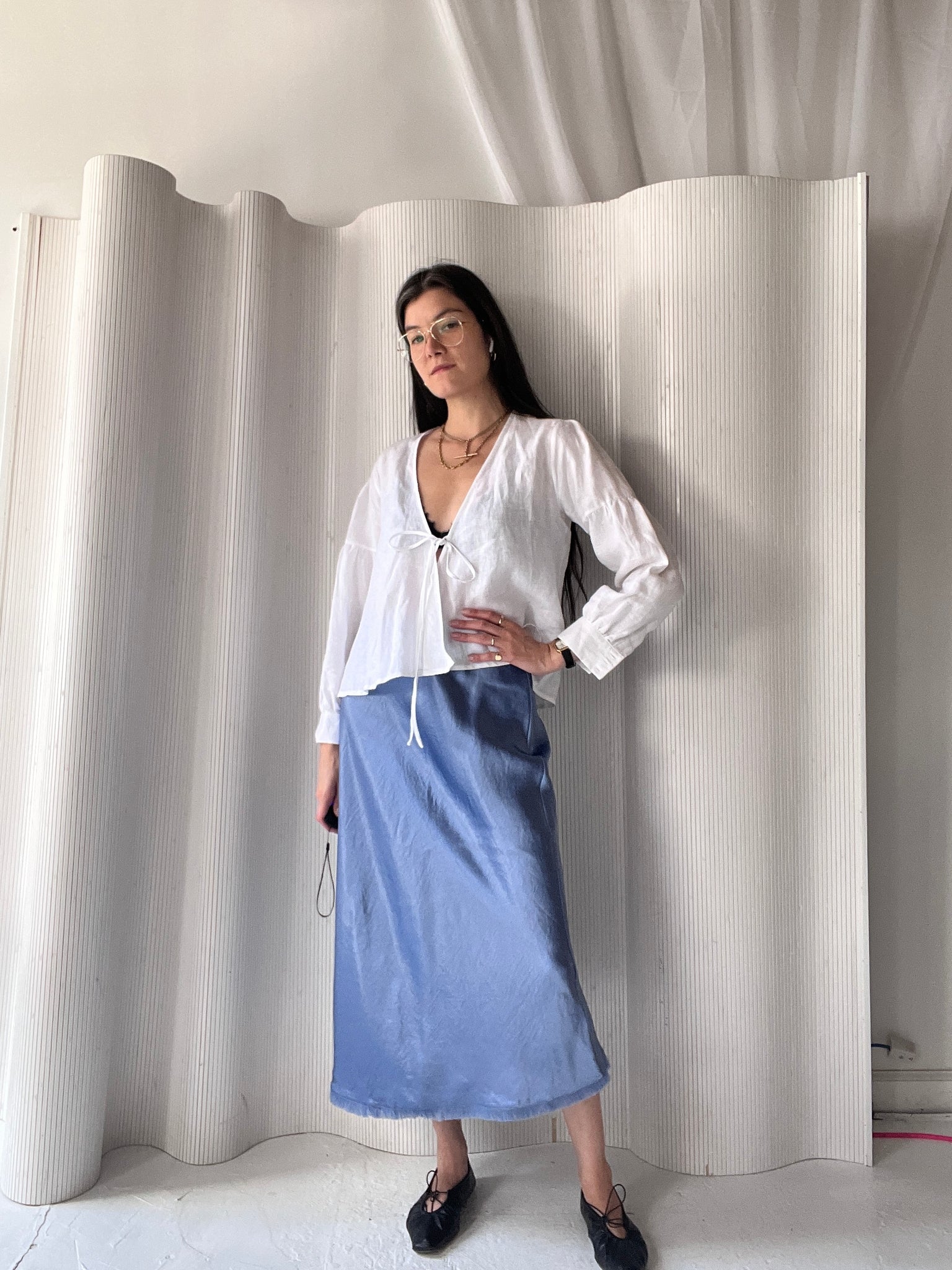 periwinkle silk skirt