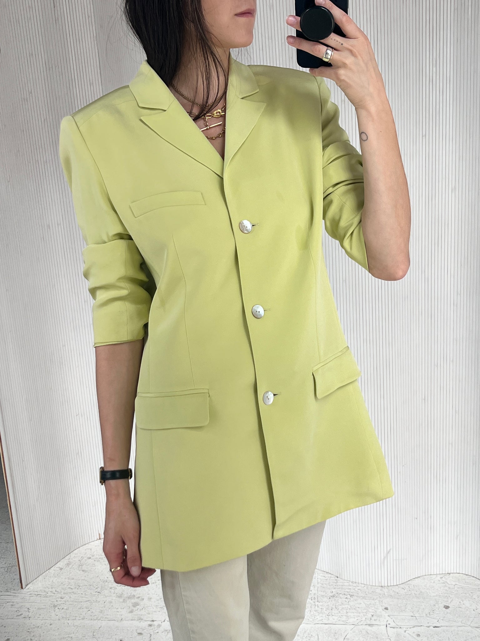 Madison Studio Celadon silk oversized blazer