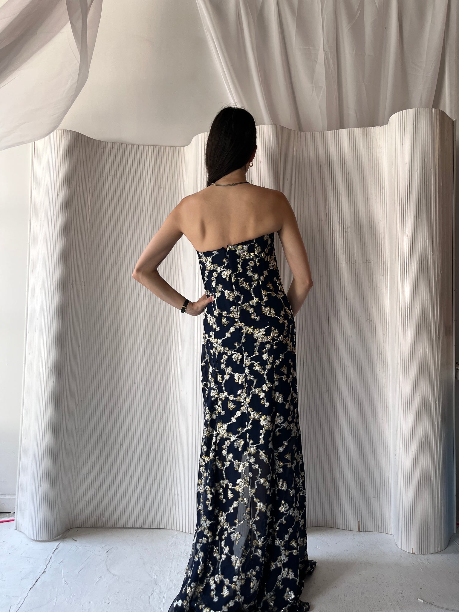 Oscar de la Renta jacquard navy gown