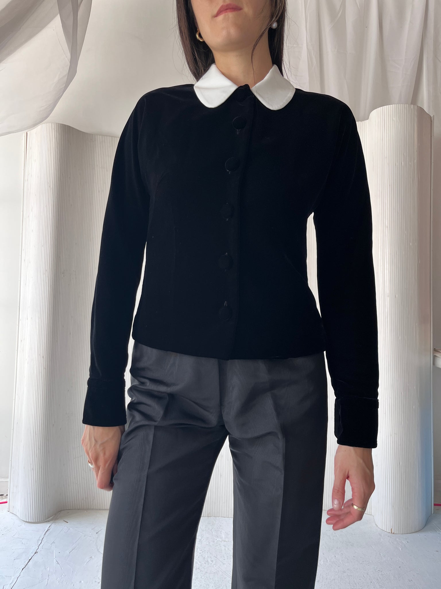 Tory Burch black velvet shirt