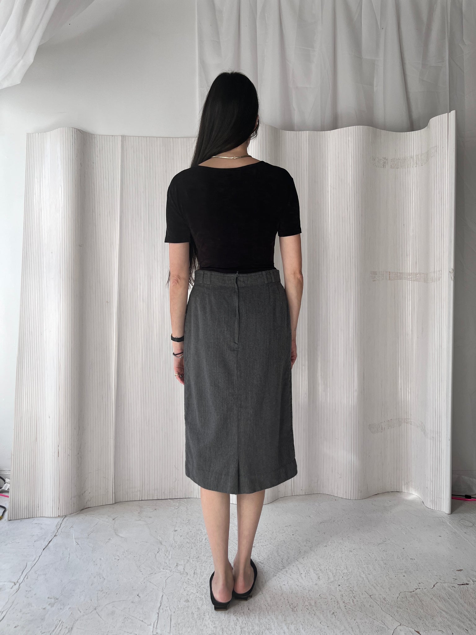 Escada grey wool pencil skirt