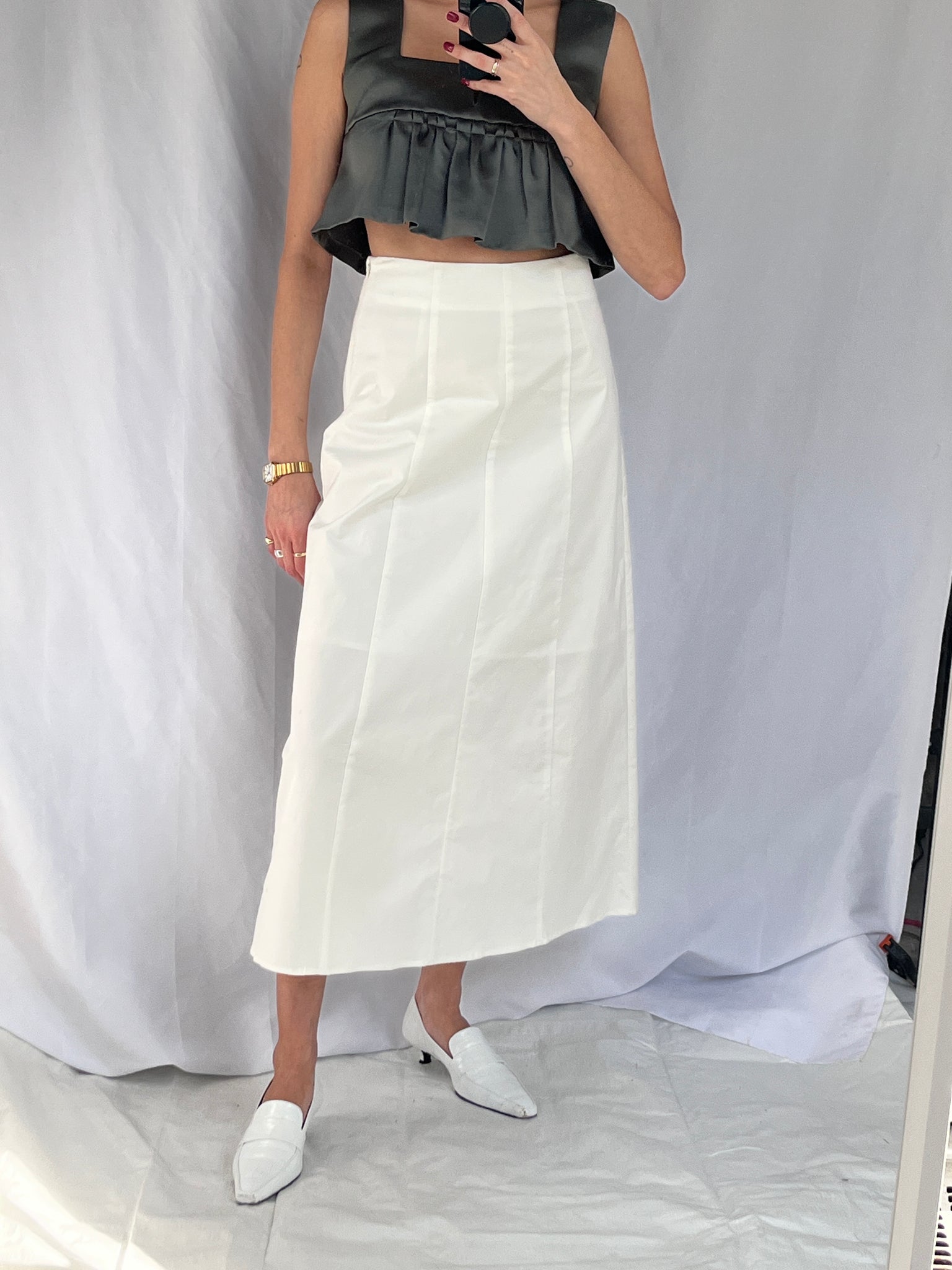 White a-line skirt