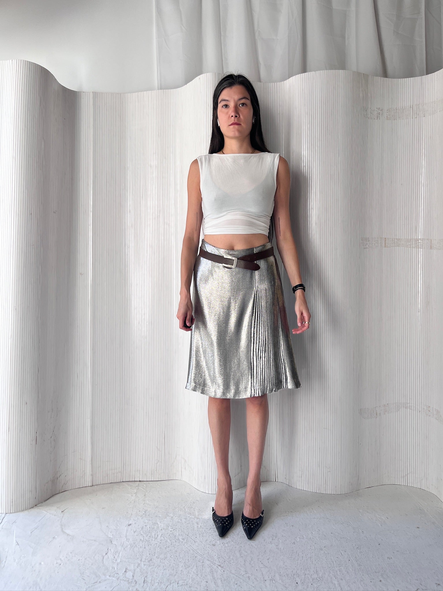 Jil Sander Metallic Pleat Skirt