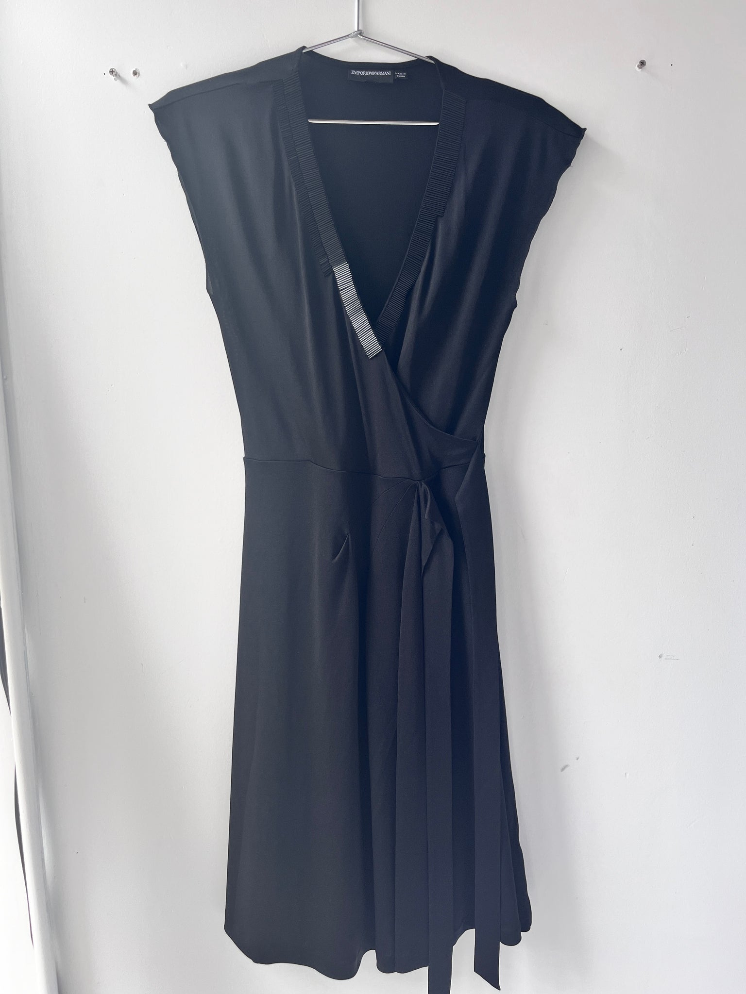 Giorgio Armani black jersey dress with beading