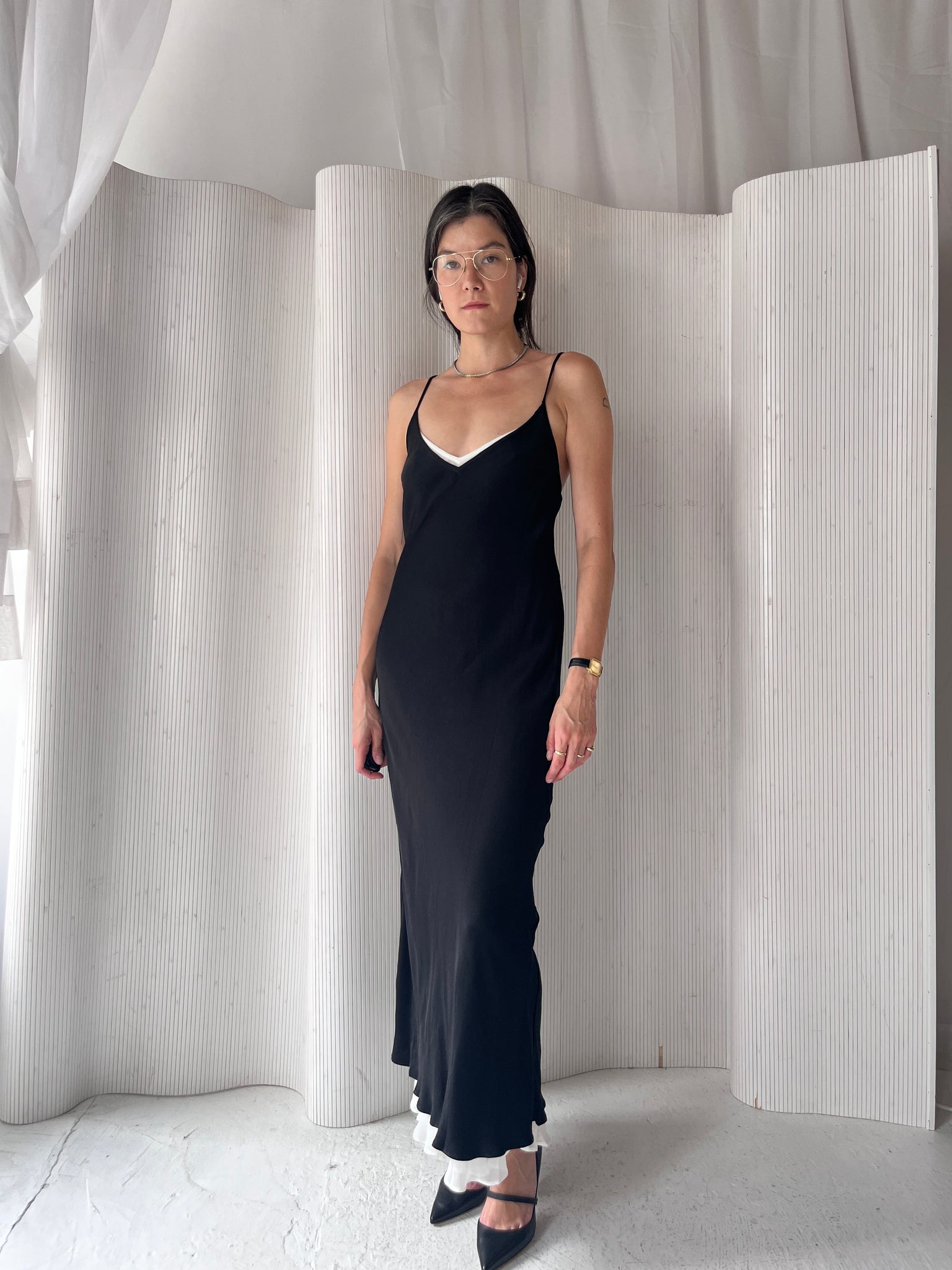 Dissh black layered slip dress