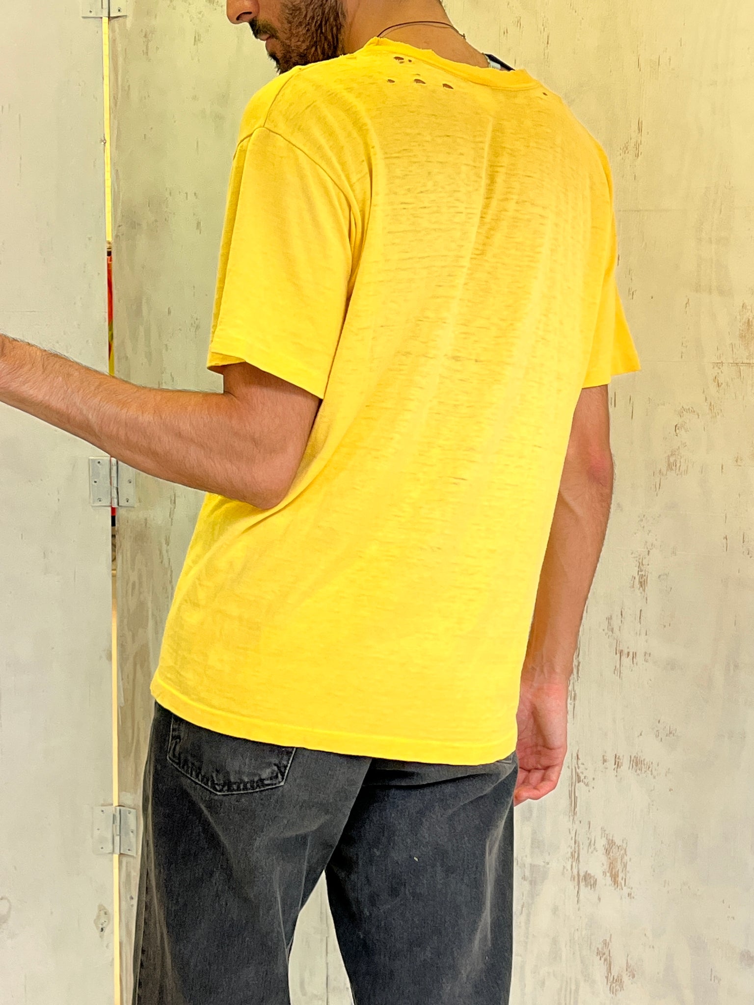 80s Nike T Shirt Yellow Distressed