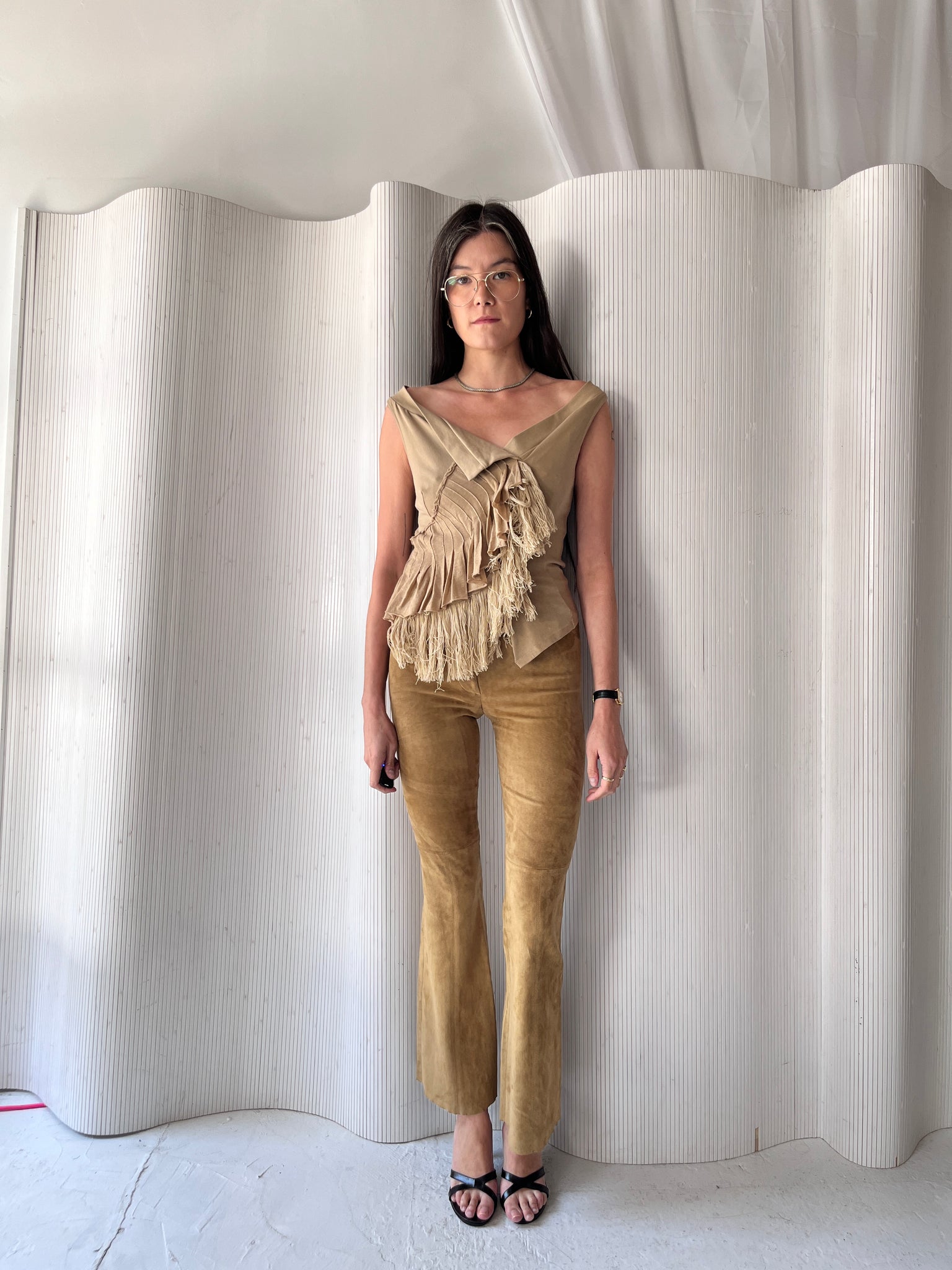 Plein Sud 2000s Camel Leather Pants