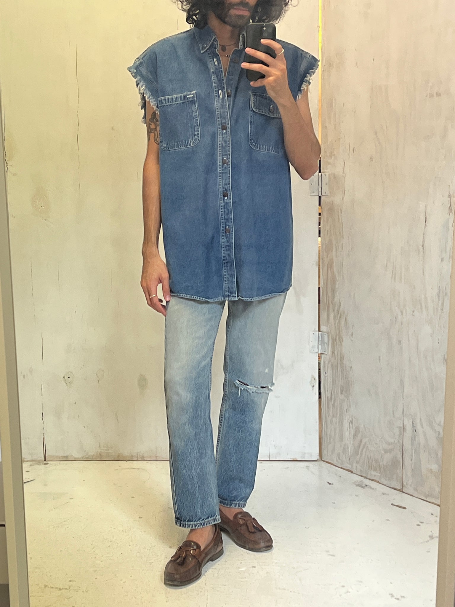 American blue denim vest